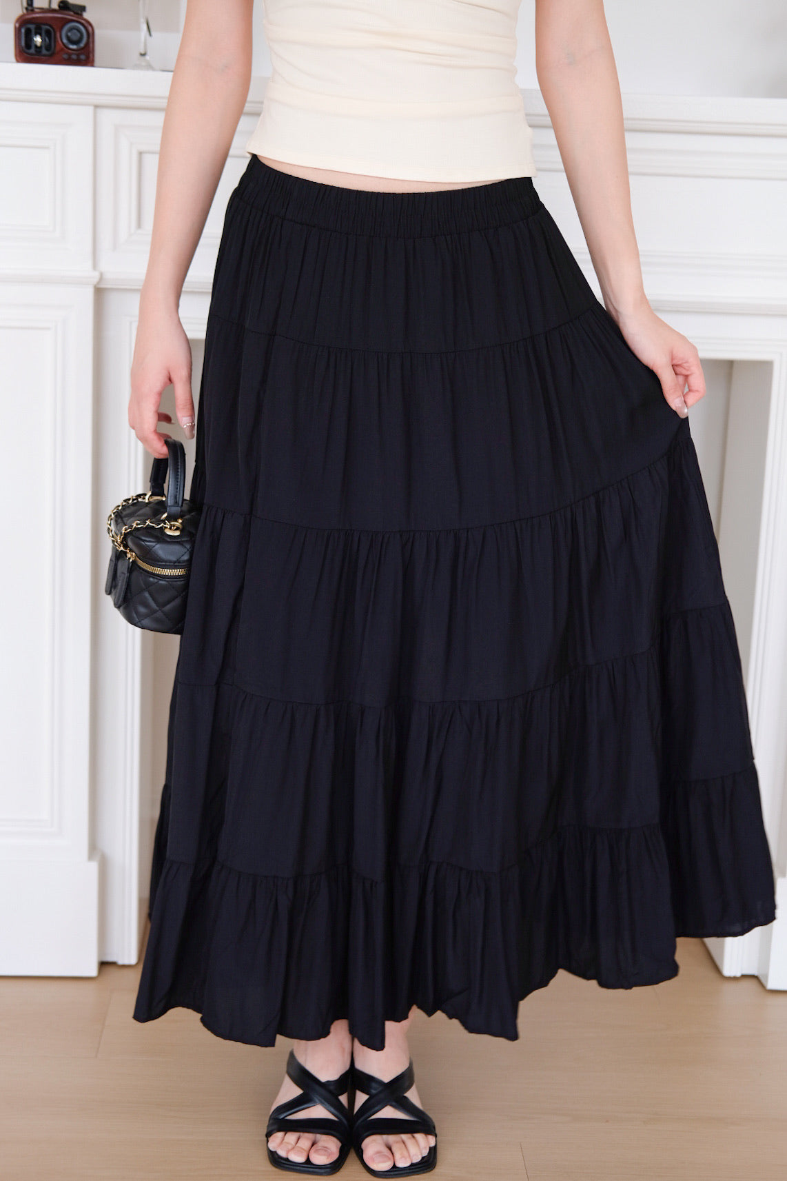 Willa Tiered Maxi Skirt (Black)