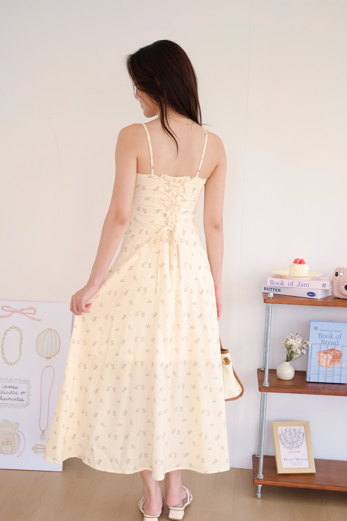 Aubrey Floral Ruched Maxi Dress (Cream)