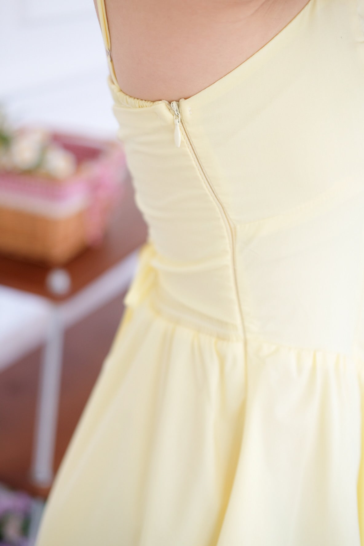Clara Self Tie Back Skater Dress (Sunshine Yellow)