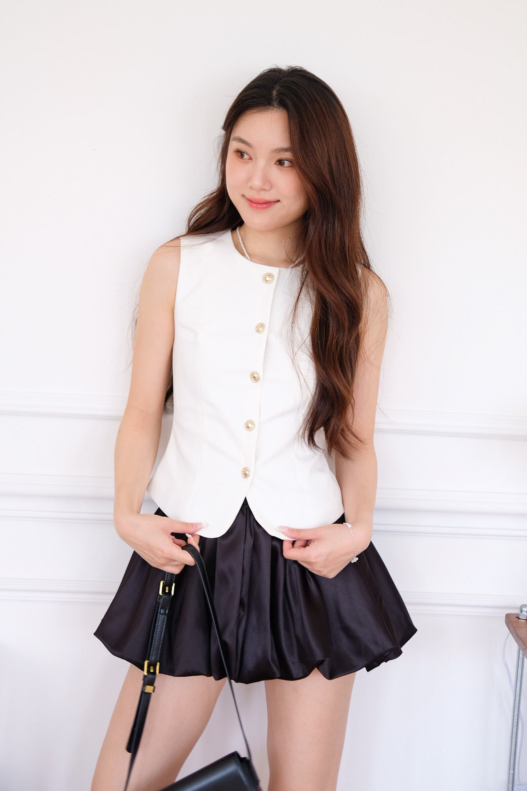 Senna Round Neck Vest Top (White)