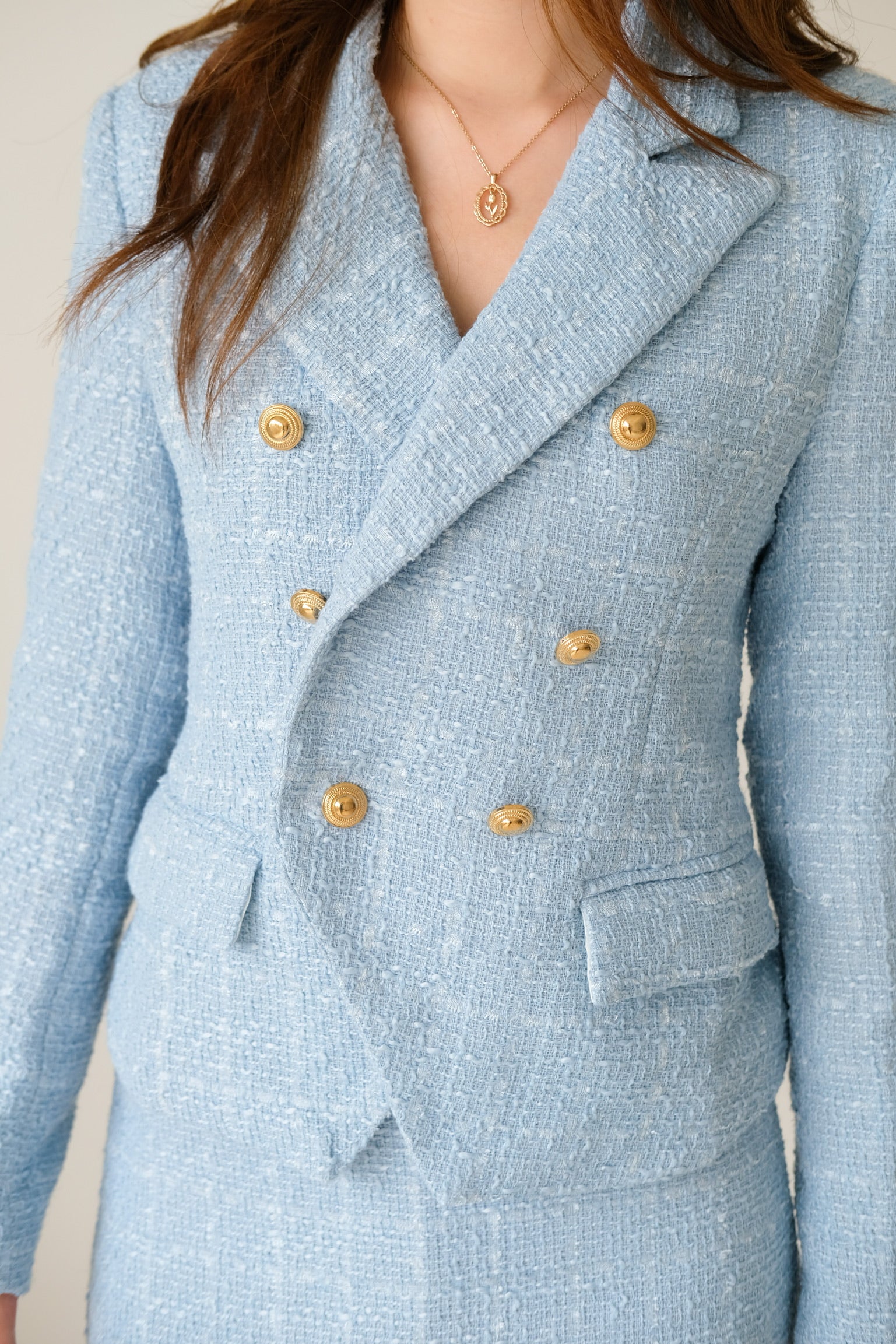 Vanessa Tweed Blazer (Sky Blue)