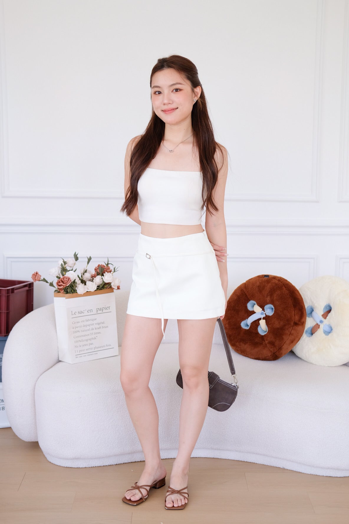 Tasha Mini Belt Skort (Cream)