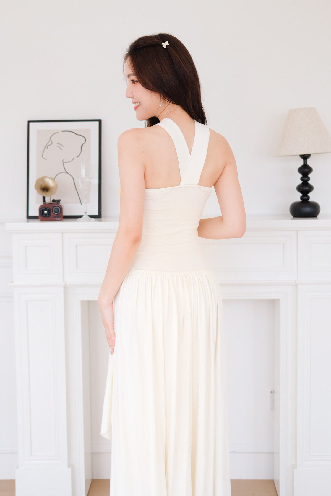Jessy Toga Cotton Maxi Dress (Pastel Cream)