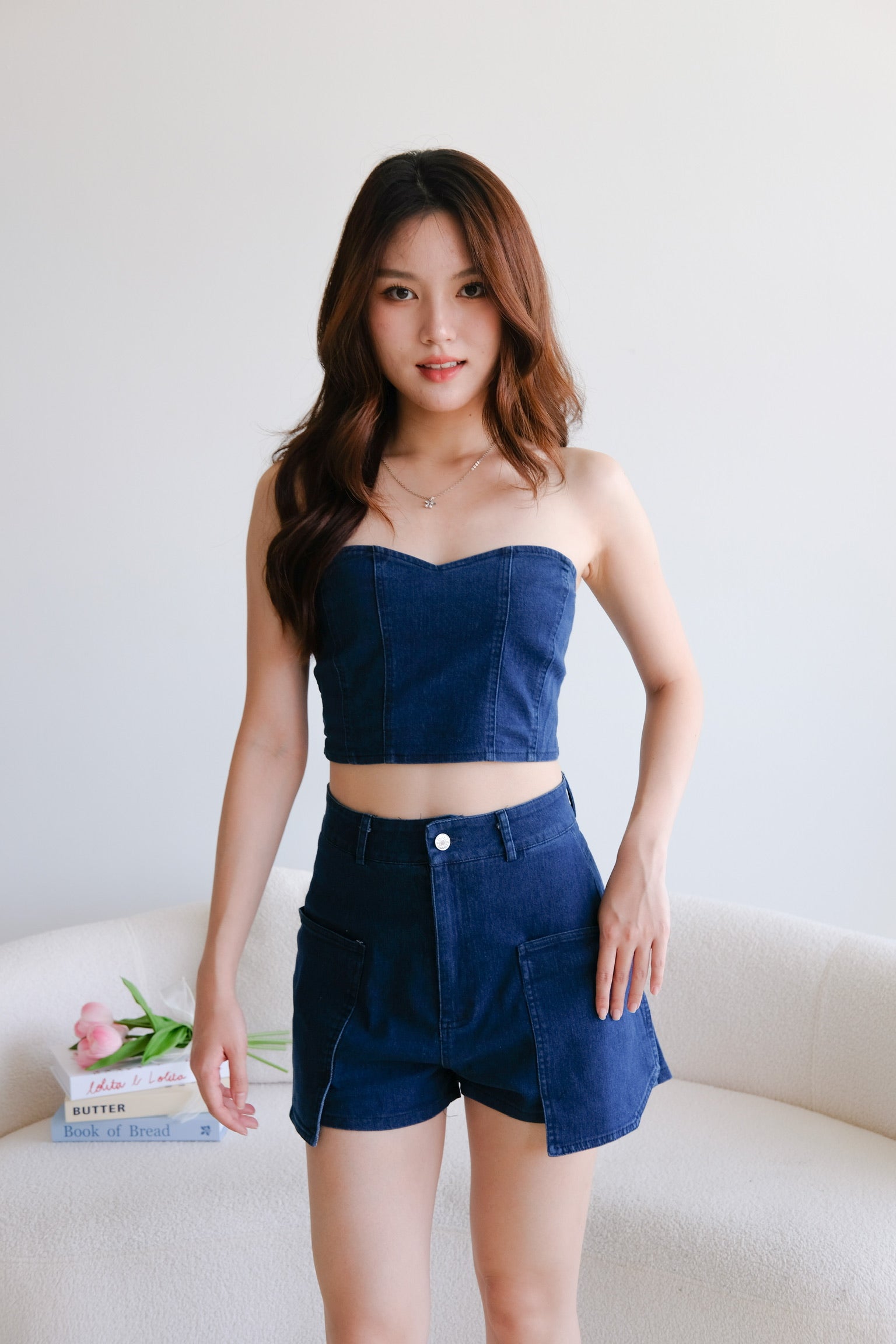 Bae Sweetheart Denim Tube Top (Dark Denim)