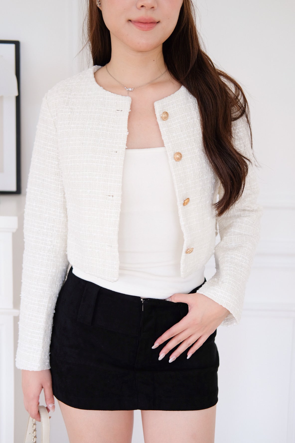 Éclair Tweed Outerwear (Cream) [ETA 10 Sept]
