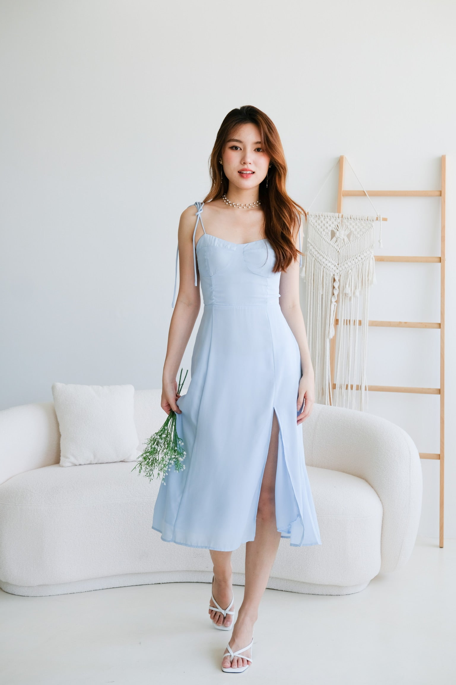 Lauren Slit Midi Dress (Sky Blue)