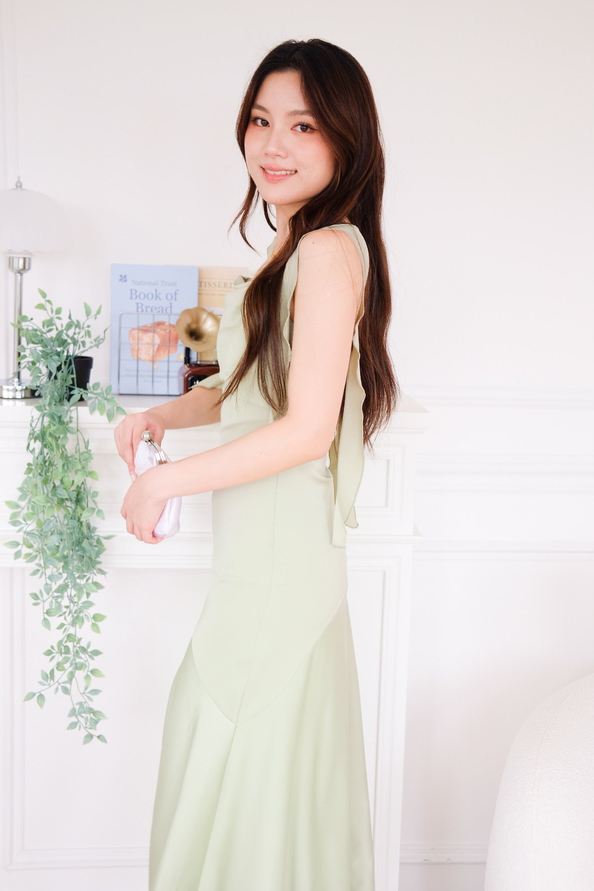 Marina Ruffle Mermaid Maxi Dress (Pistachio Green)