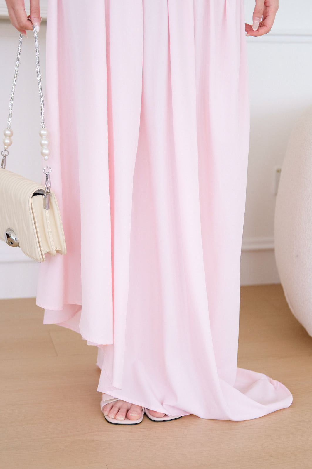 Kellie Asymmetrical Tube Maxi Dress (Baby Pink)
