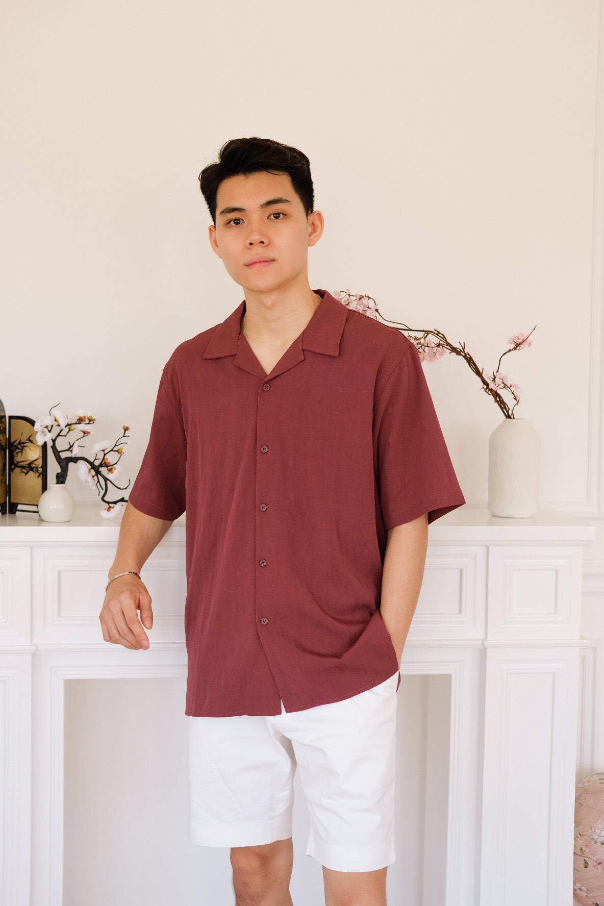 Marcus Collared Button Shirt (Wine)