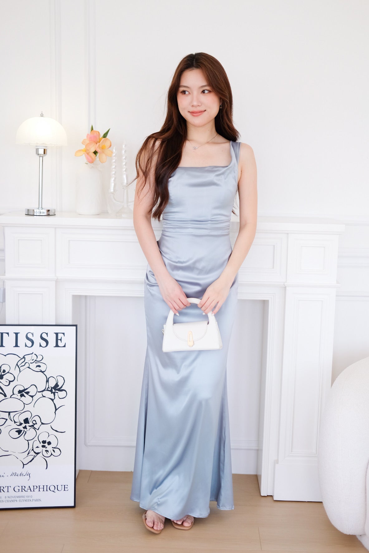 Ophelia Satin Mermaid Maxi Dress (Sage)