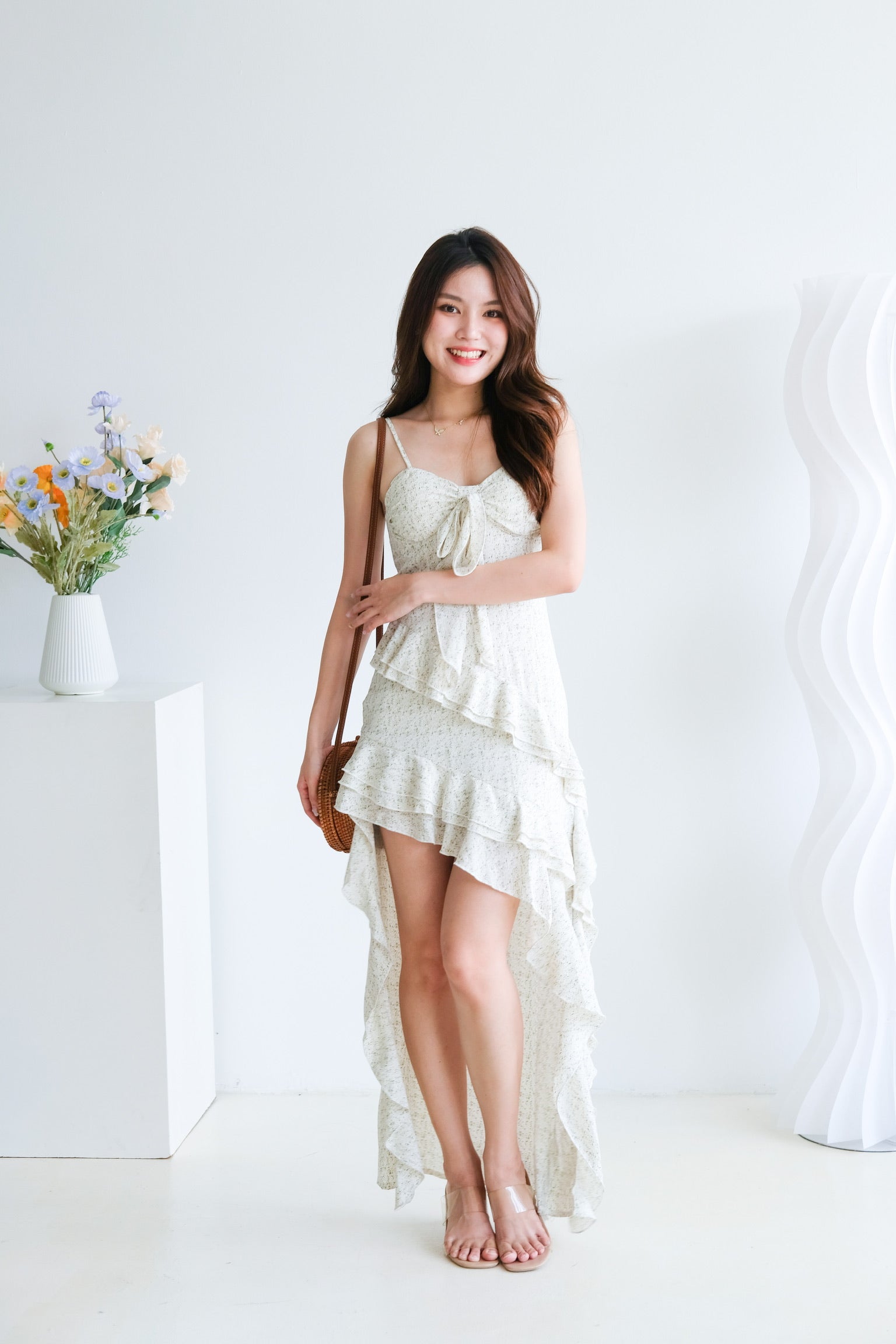 Irene Ruffle Layered Dress (Cream)