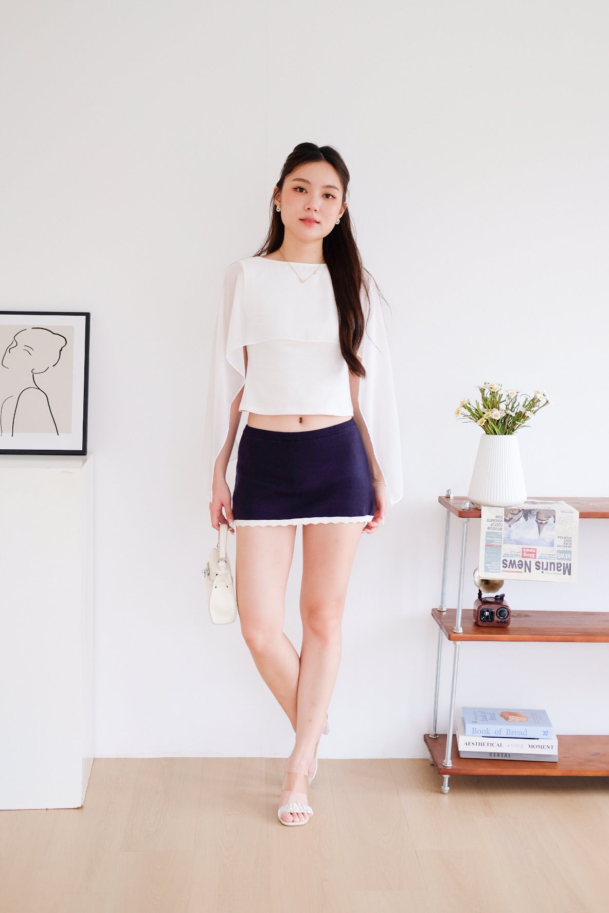 Lustre Cape Boatneck Top (White)