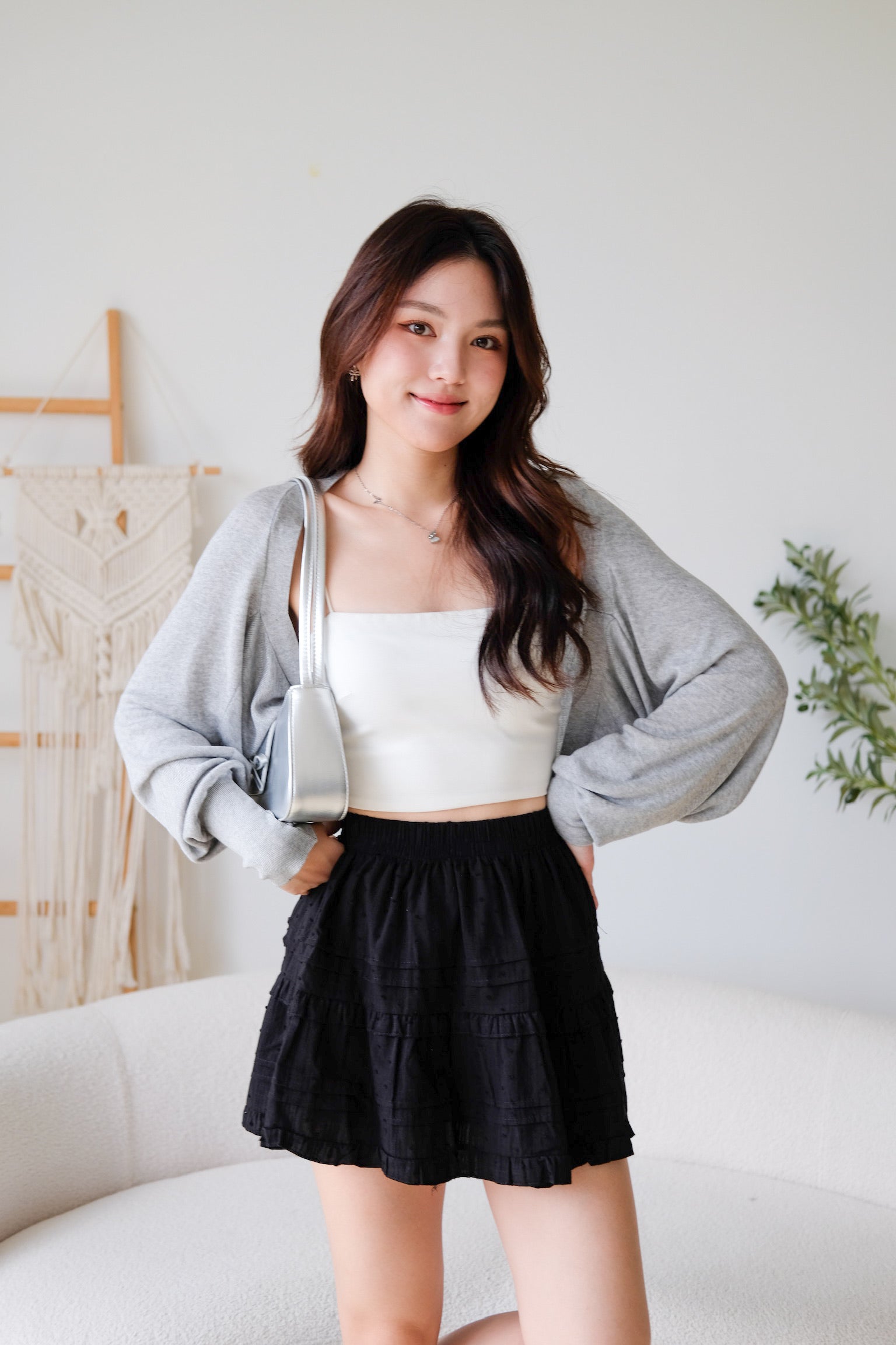 Lesley Eyelet Skater Skirt (Black)
