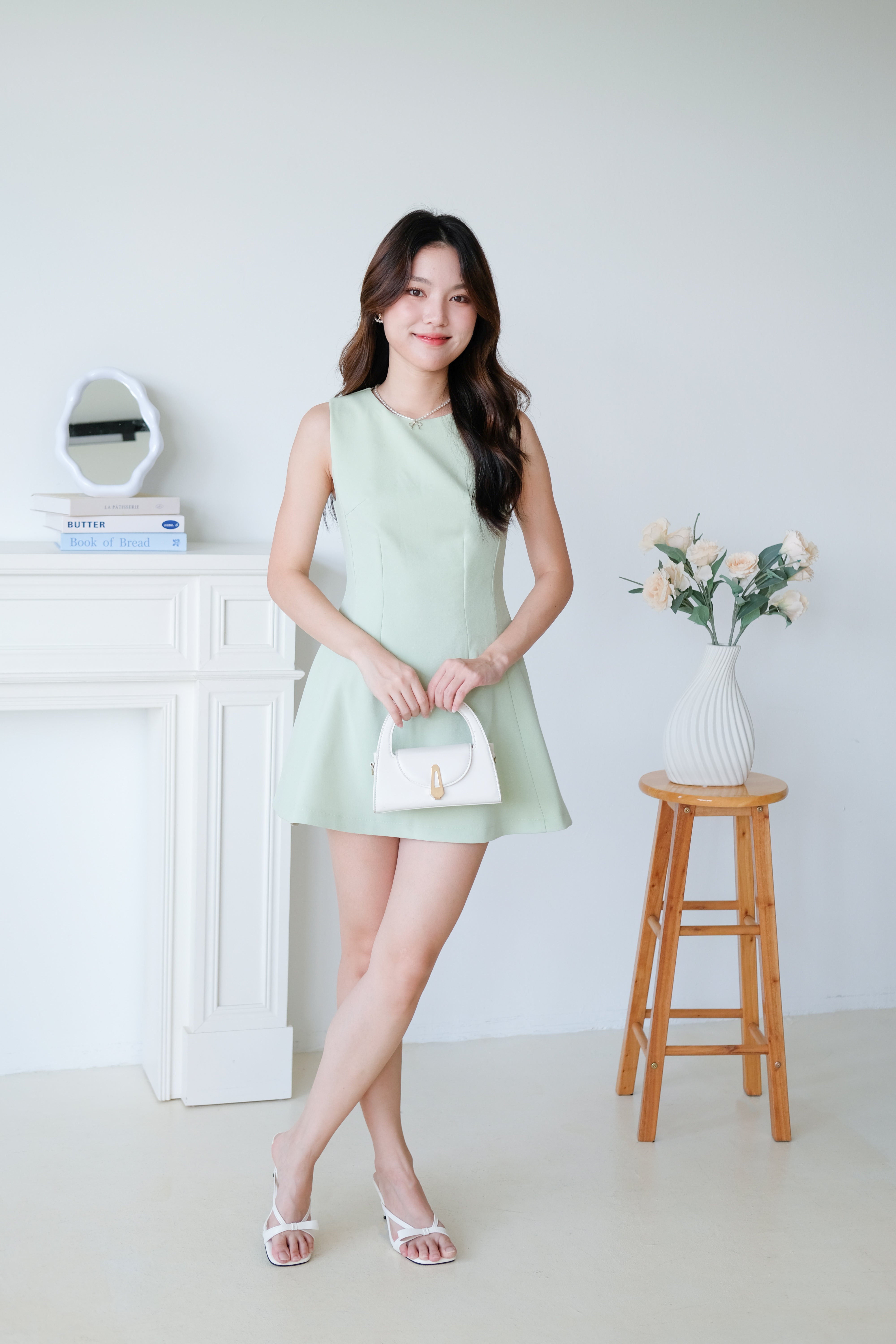 Tasya Skater Dress (Avocado Green)