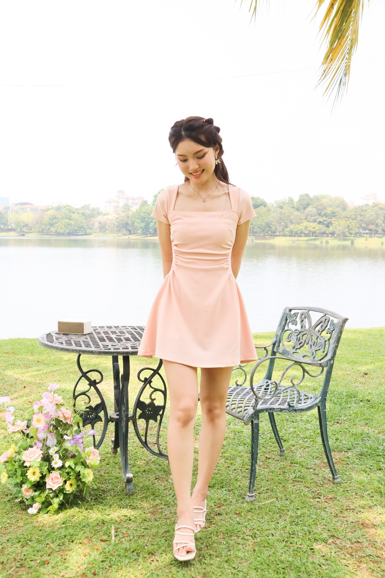 Karina Super Slim Sleeved Dress (Blush Pink)