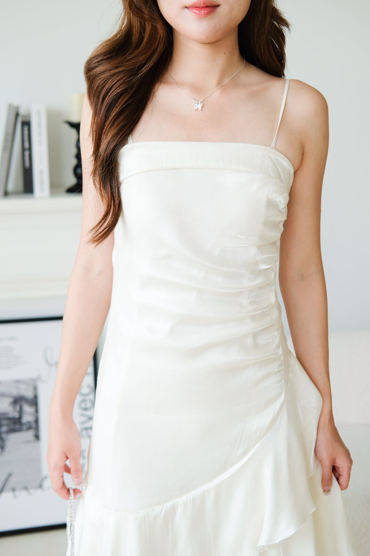 Vicky Ruffle Tiered Dinner Maxi Dress (Cream)