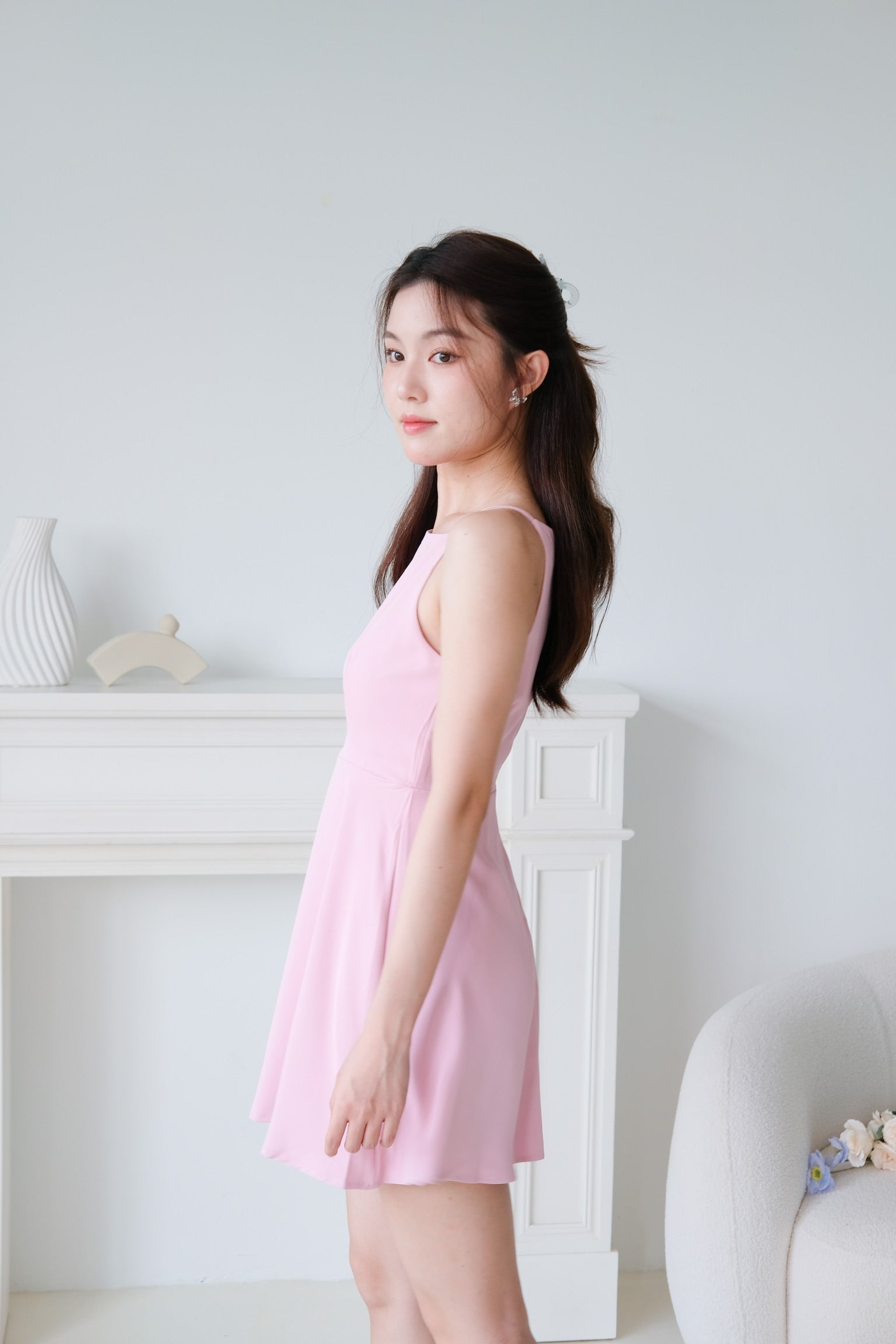 Stella Boatneck Flare Dress (Punch Pink)