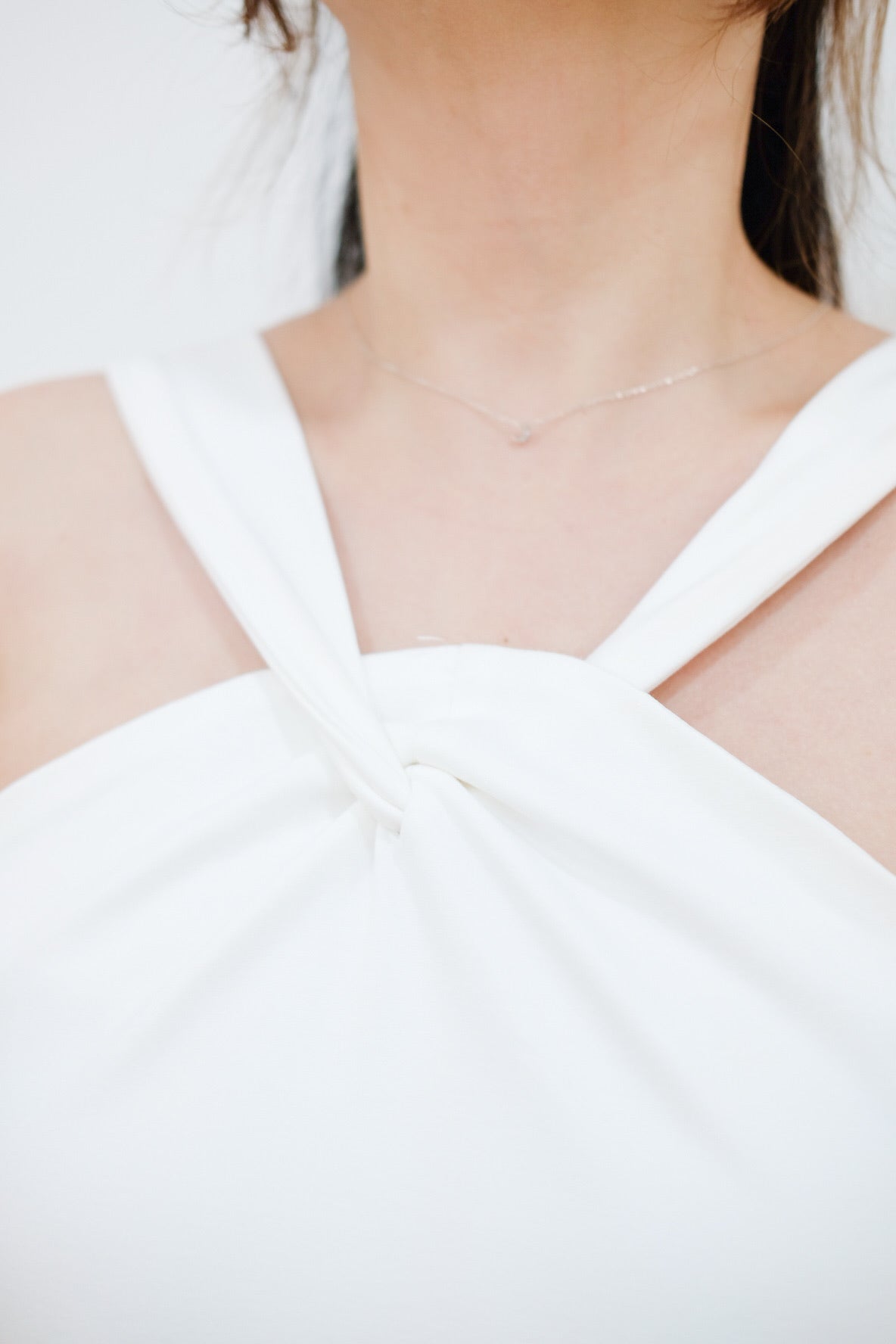 White Halter Twist Cropped Top