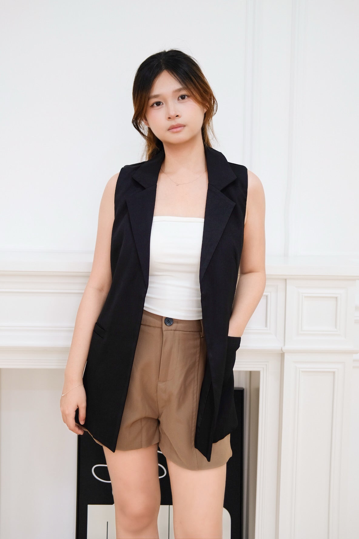 Light Brown High Waist Basic Shorts