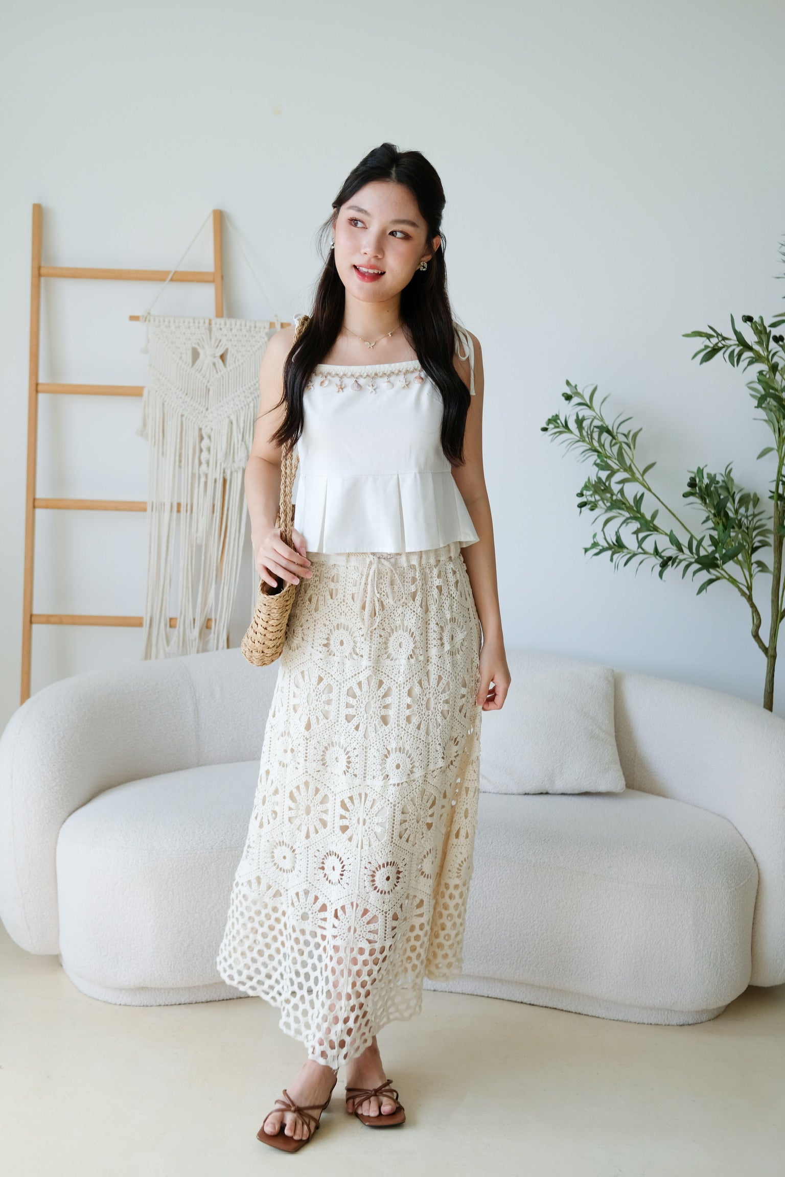 Zahara Crochet Maxi Skirt (Cream)
