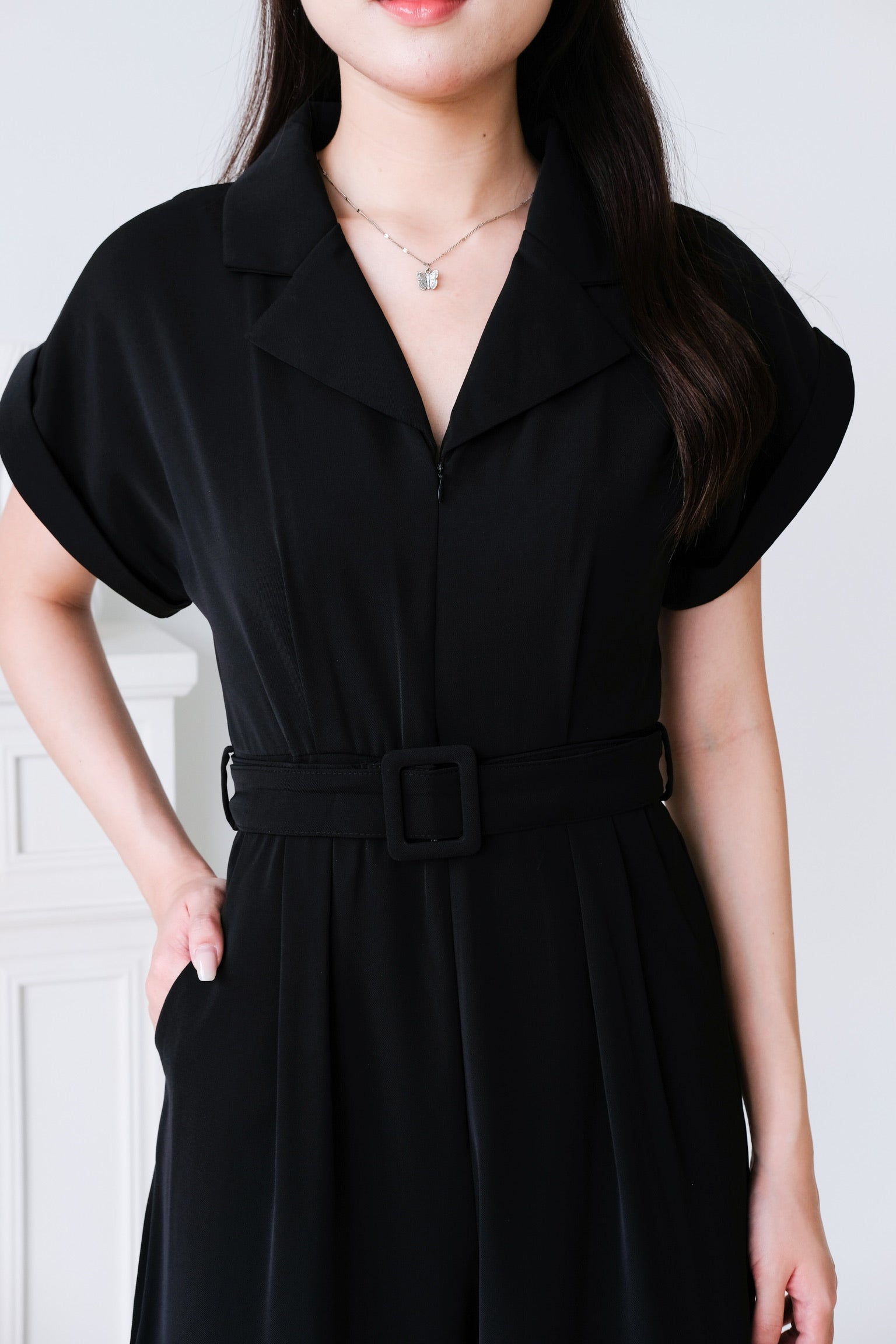 Simone Straight Leg Jumpsuit (Black)