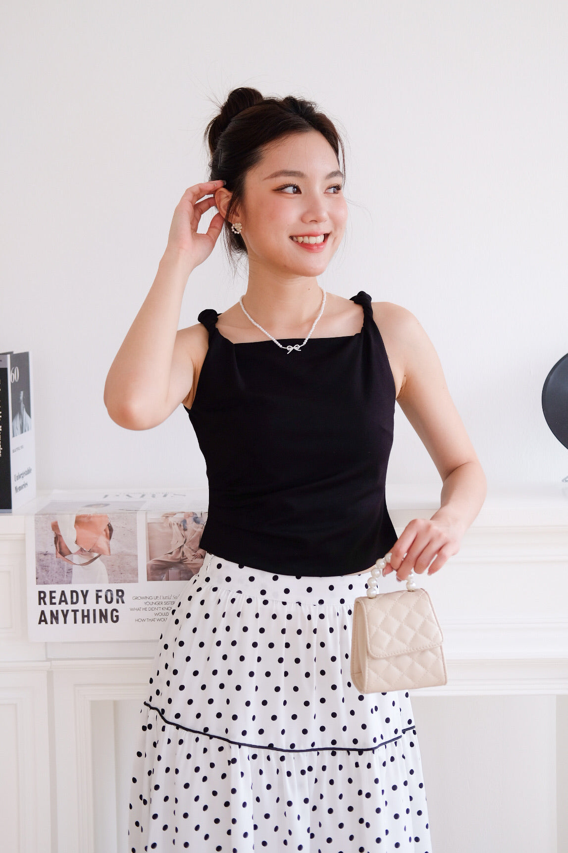 Morgan Twist Boatneck Crop Top (Black)