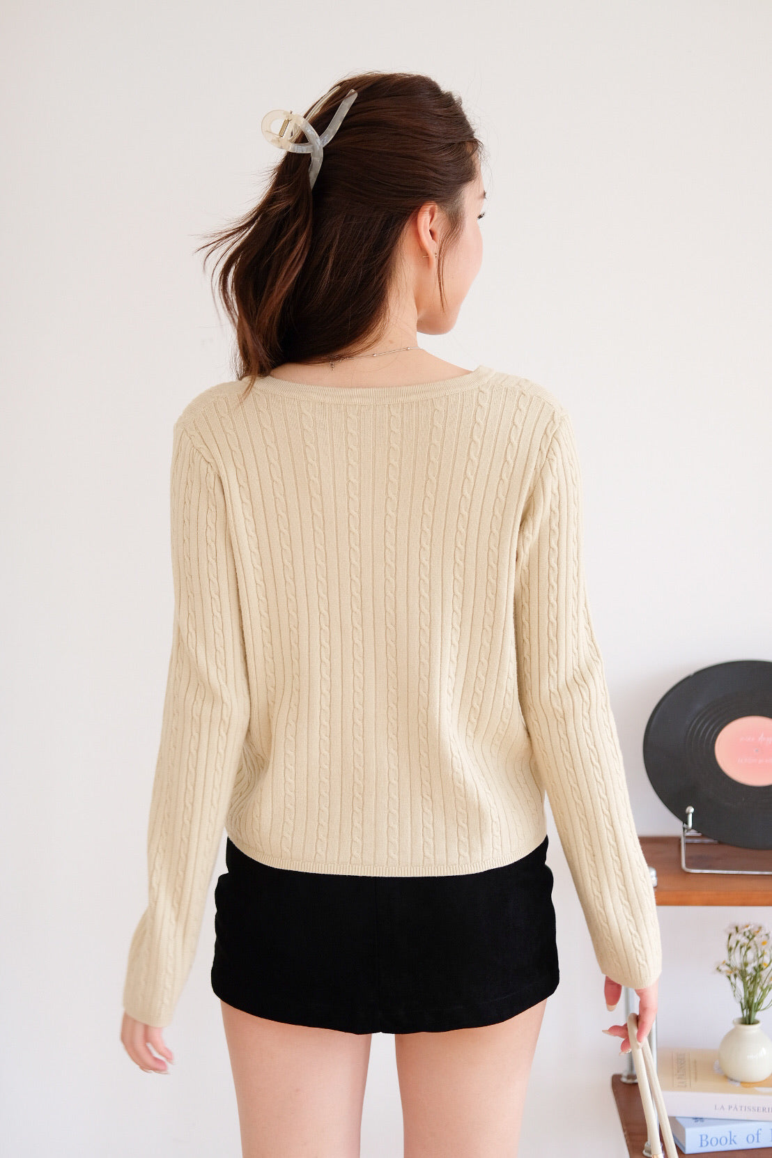 Sharlyn Cable Knit Cardigan (Caramel Brown)