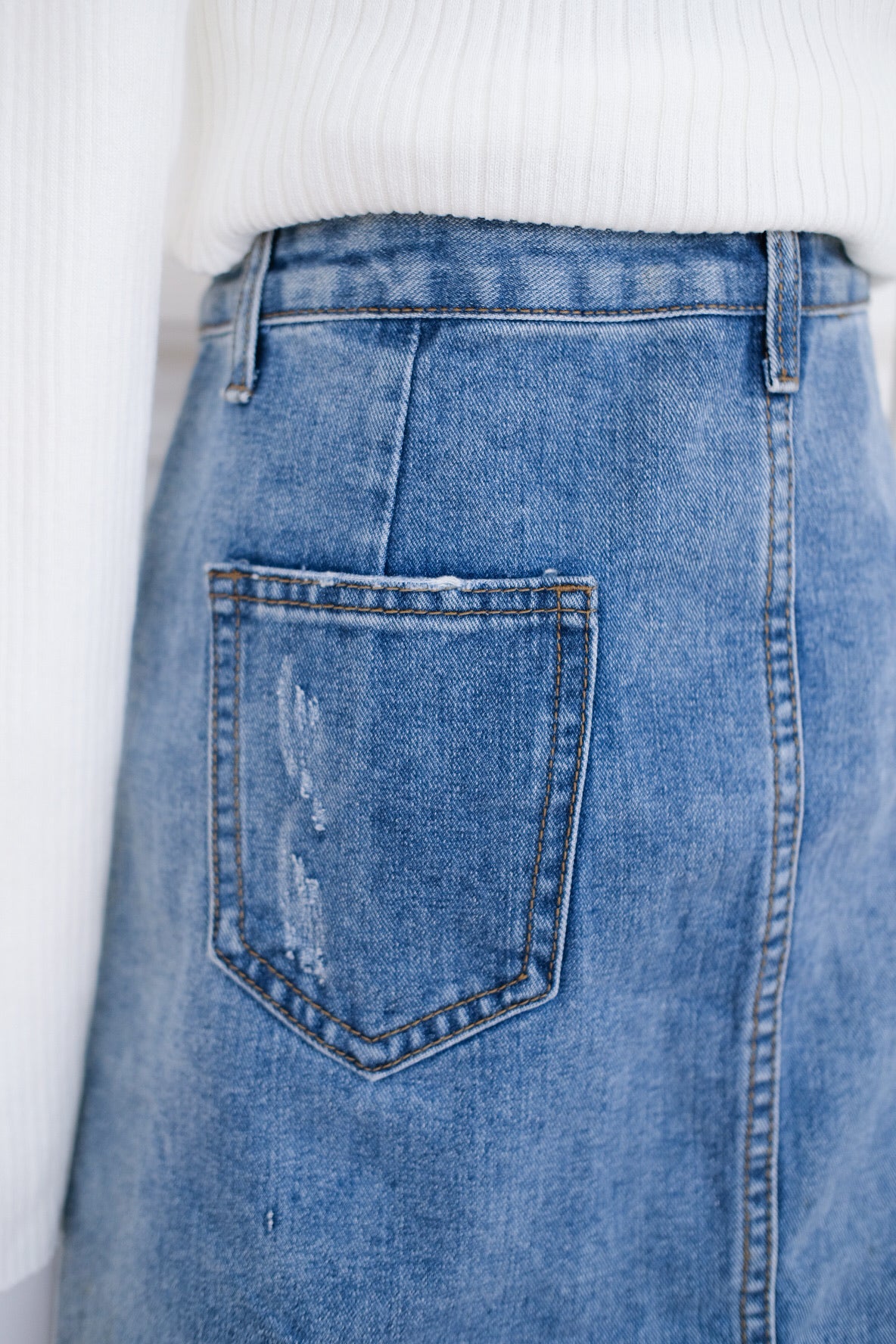 Dark Blue Denim High Waist Skirt