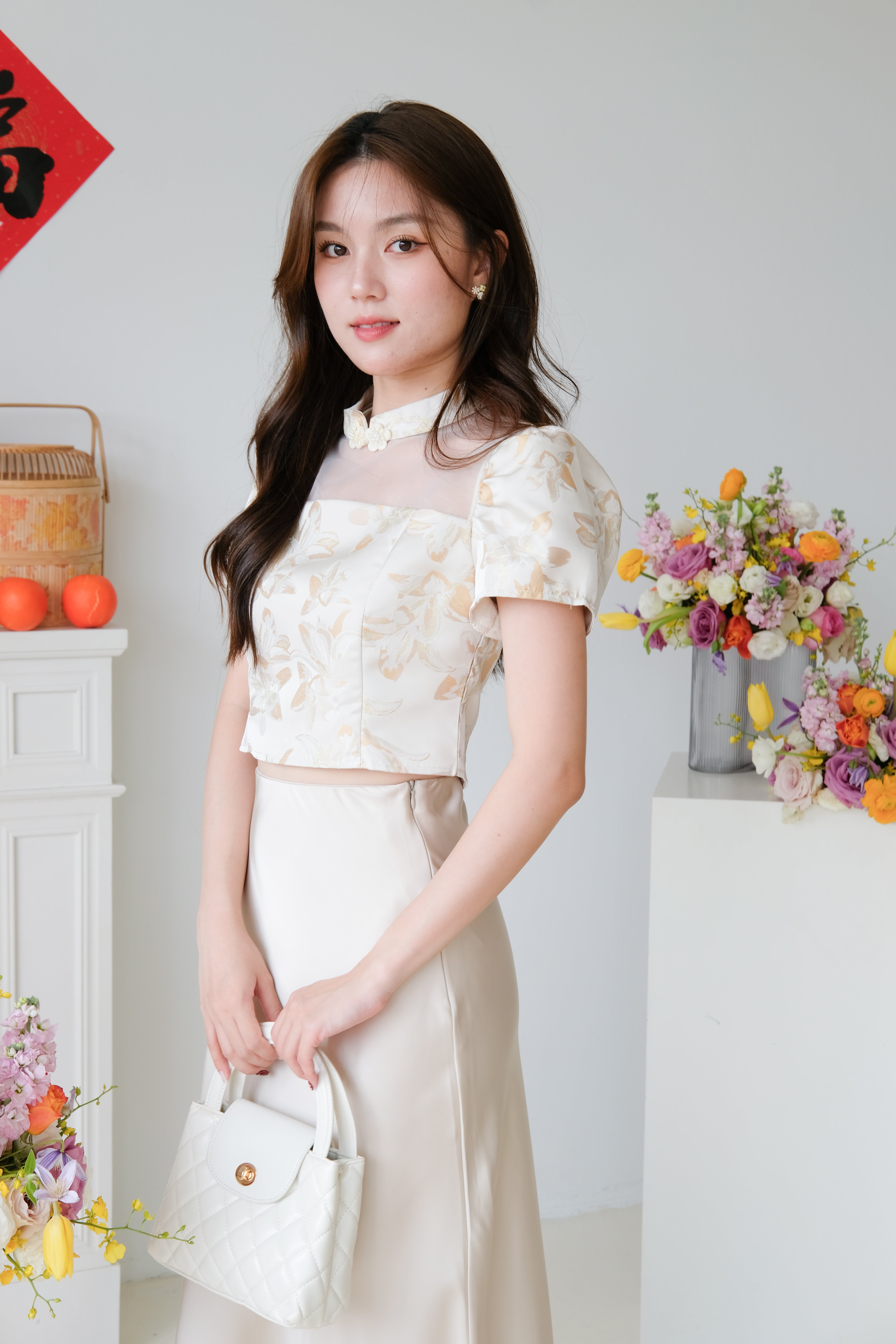 Yan Sleeve Cheongsam Top (Cream)