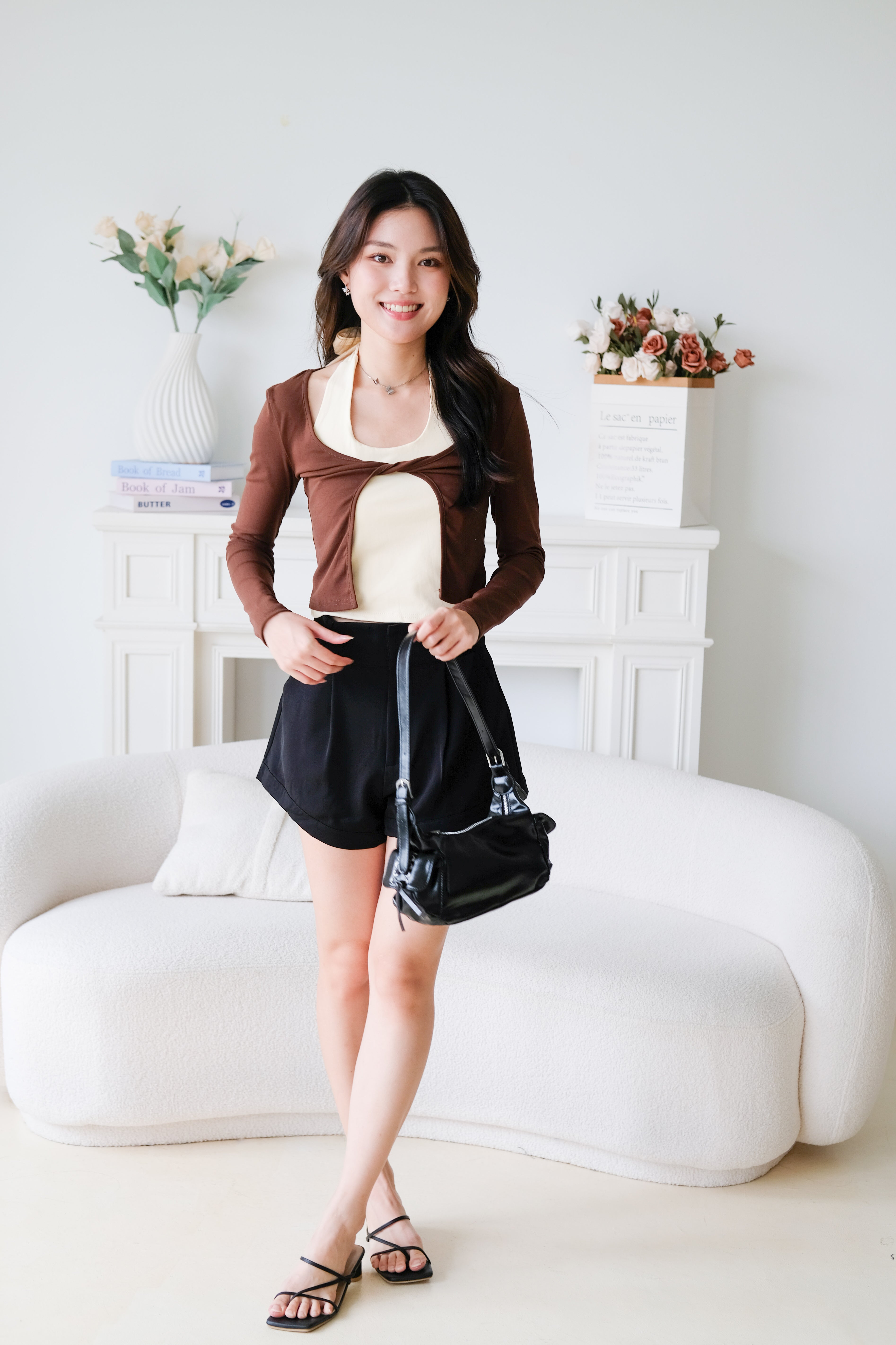 Bonnie Halter Cardigan Set (Mocha)