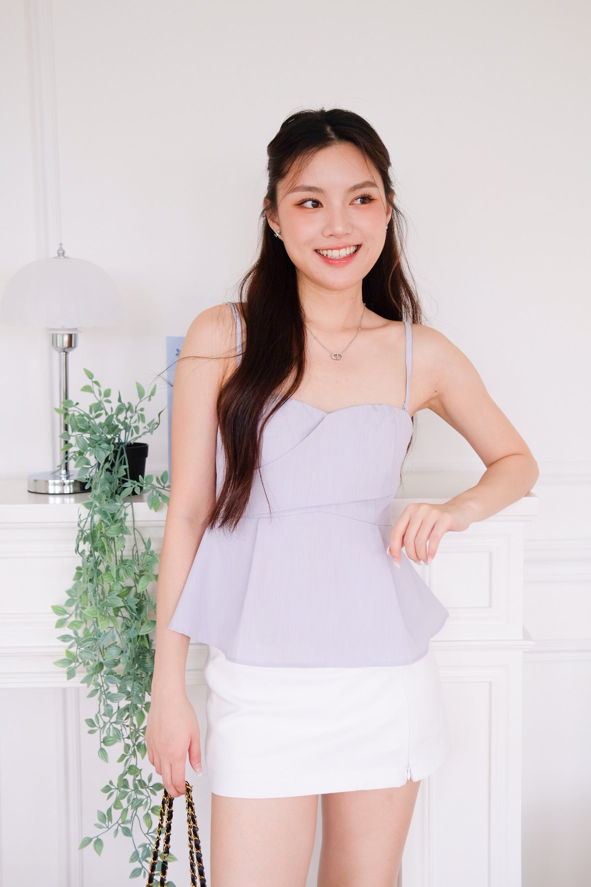 Riviera 2 Ways Padded Peplum Top (Misty Purple)