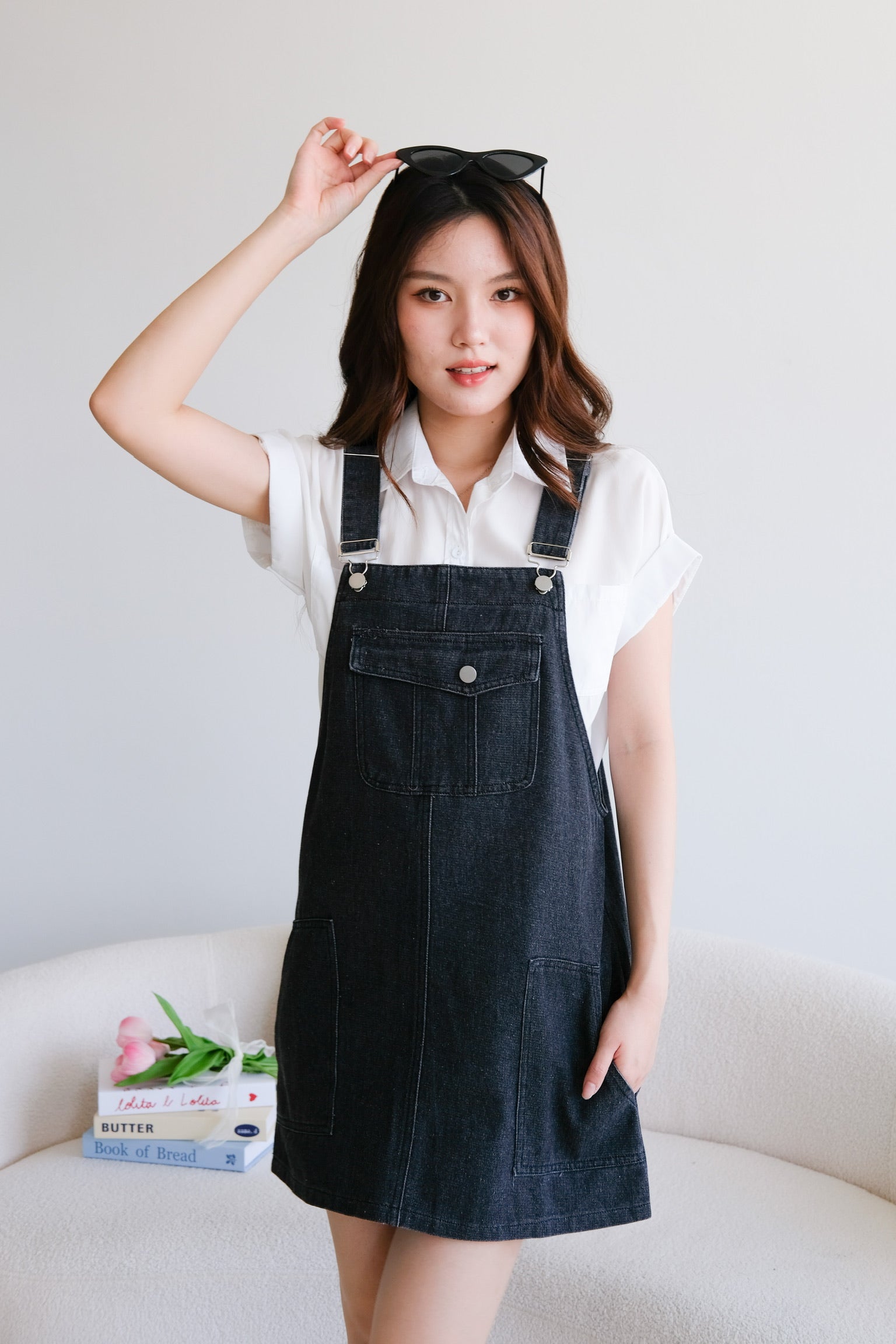 On The Go Denim Dungaree (Denim Black)