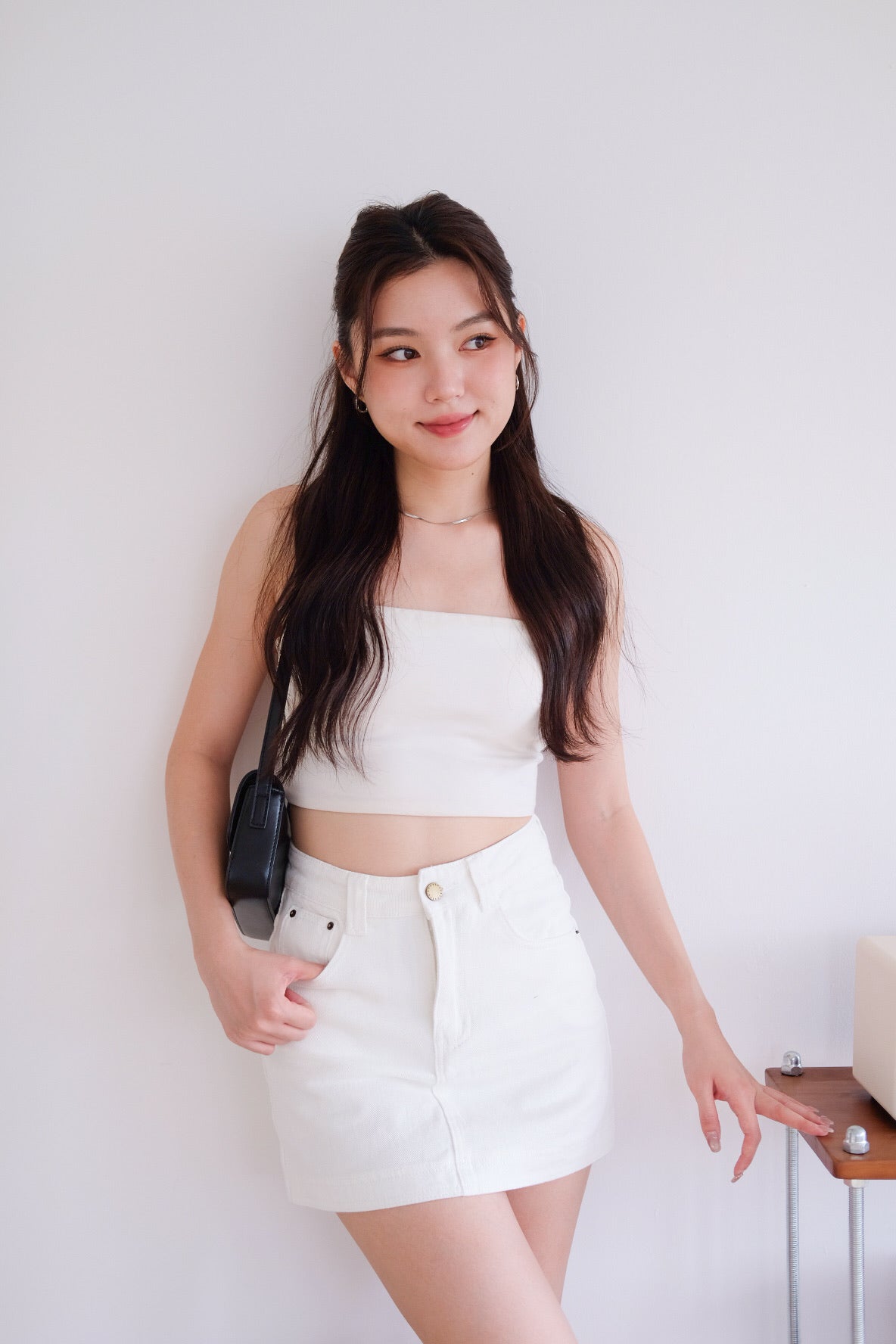 Levin Denim Skorts (White)