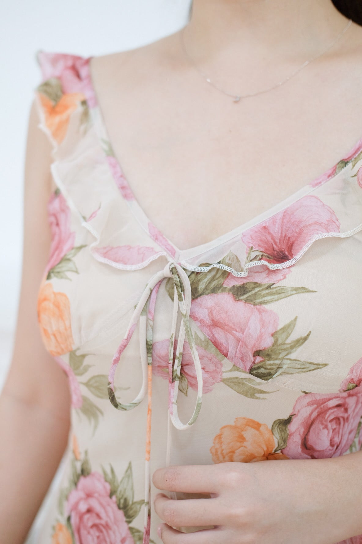 Khaki Rose Ruffle Mini Dress