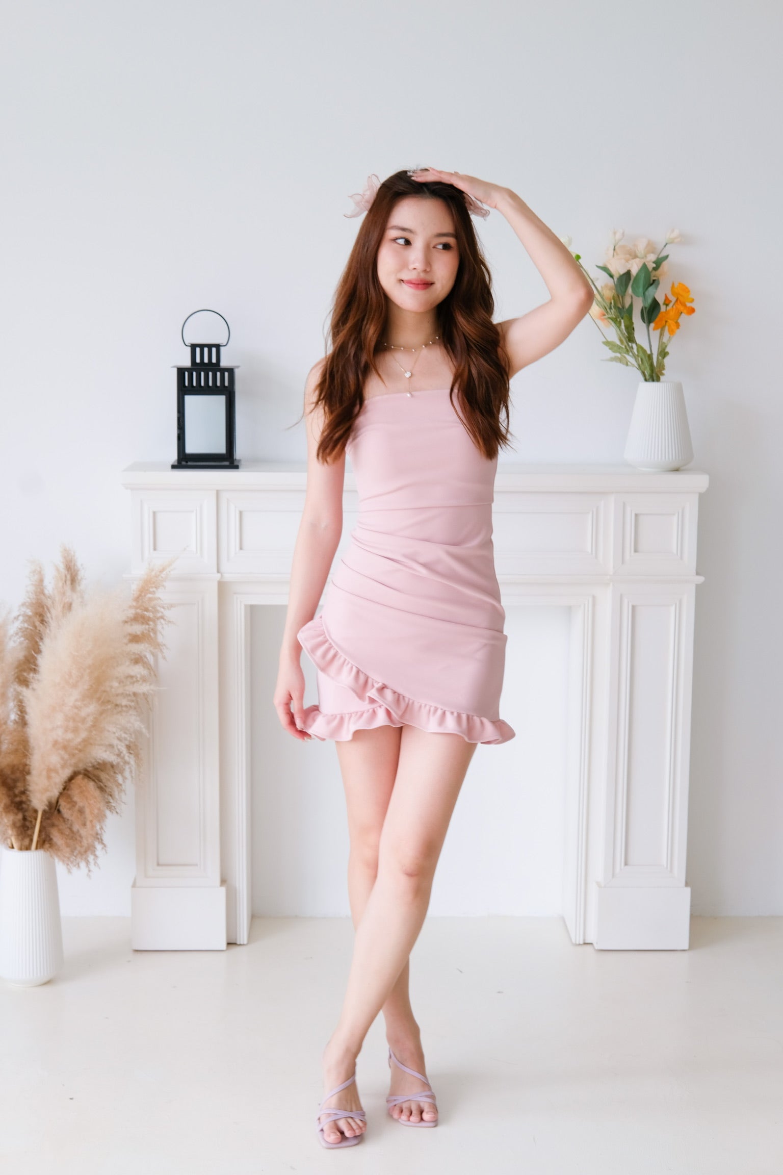 Cynthia Ruffle Tube Dress (Pink)