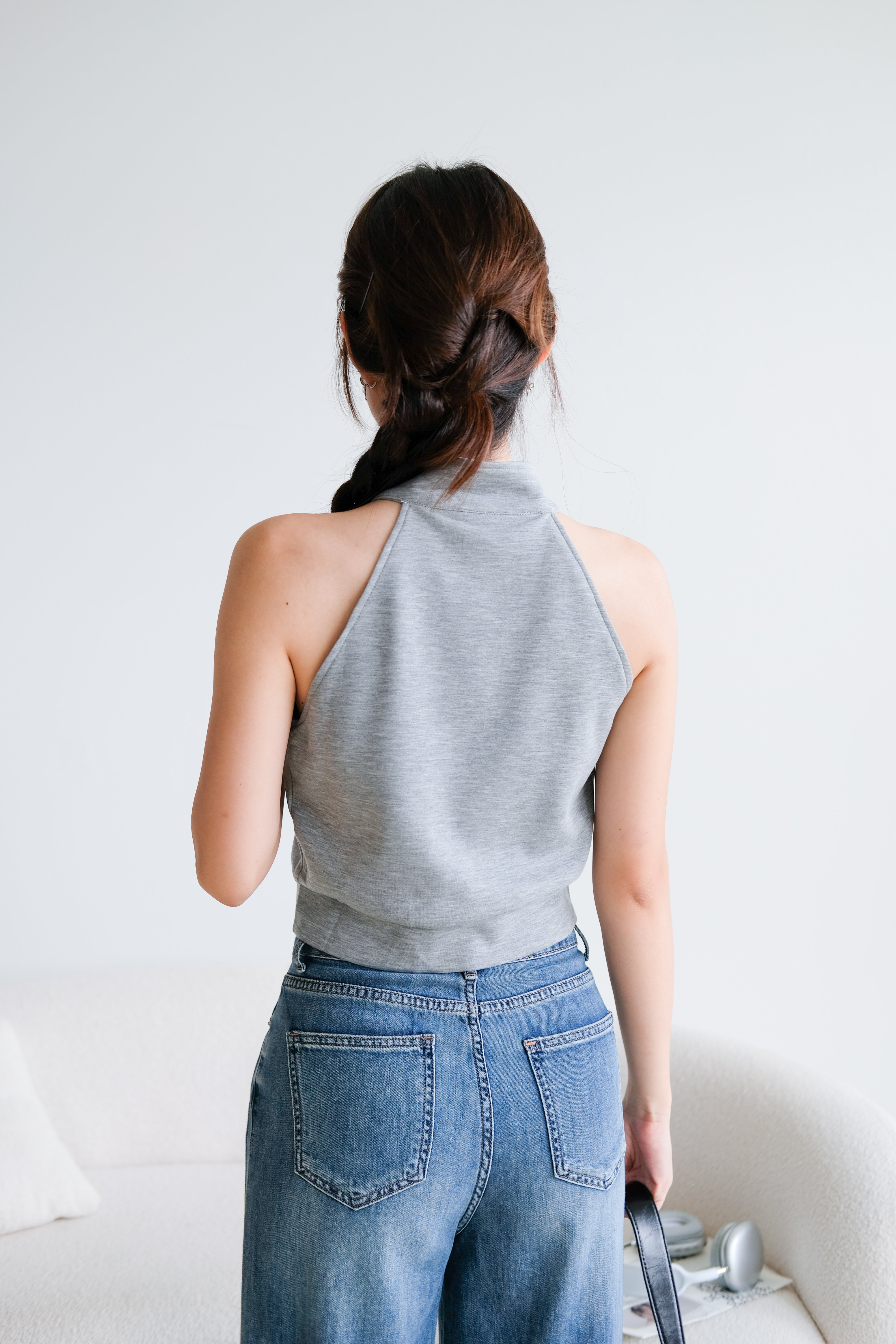 Fred Sporty Halter Top (Grey)