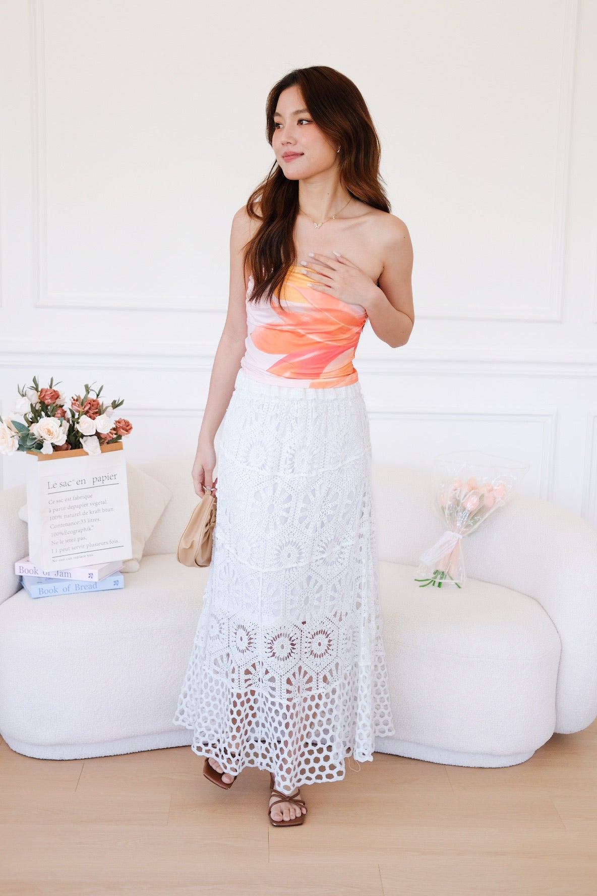 Botanical Floral Beach Crop Top (Pink)