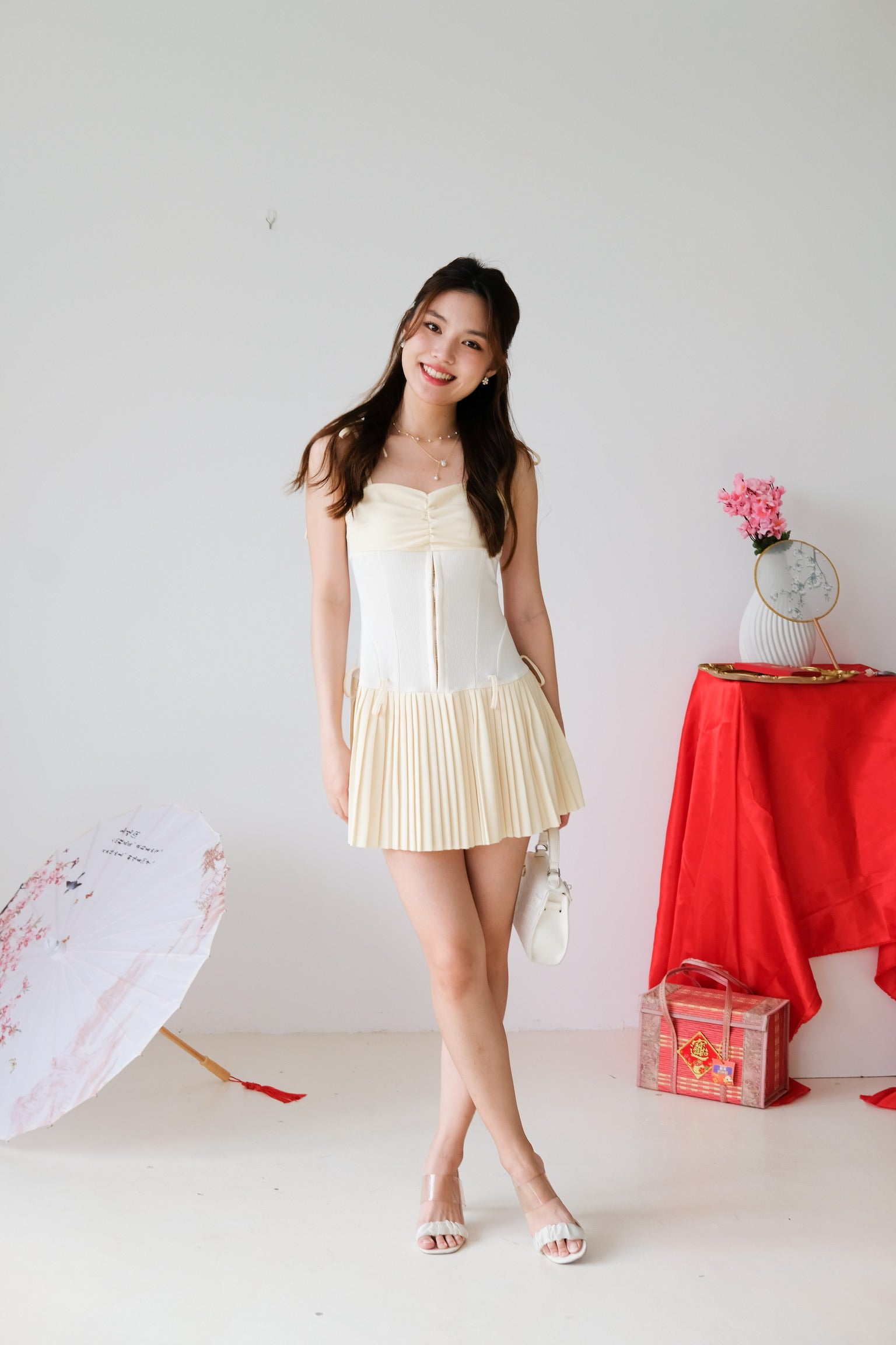 Larissa Ballerina Pleated Dress (Pale Yellow)