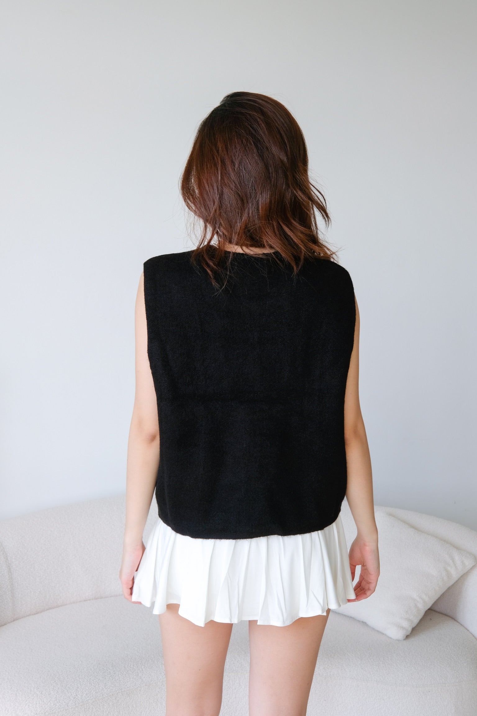 Clara Gold Button Vest Top (Black)