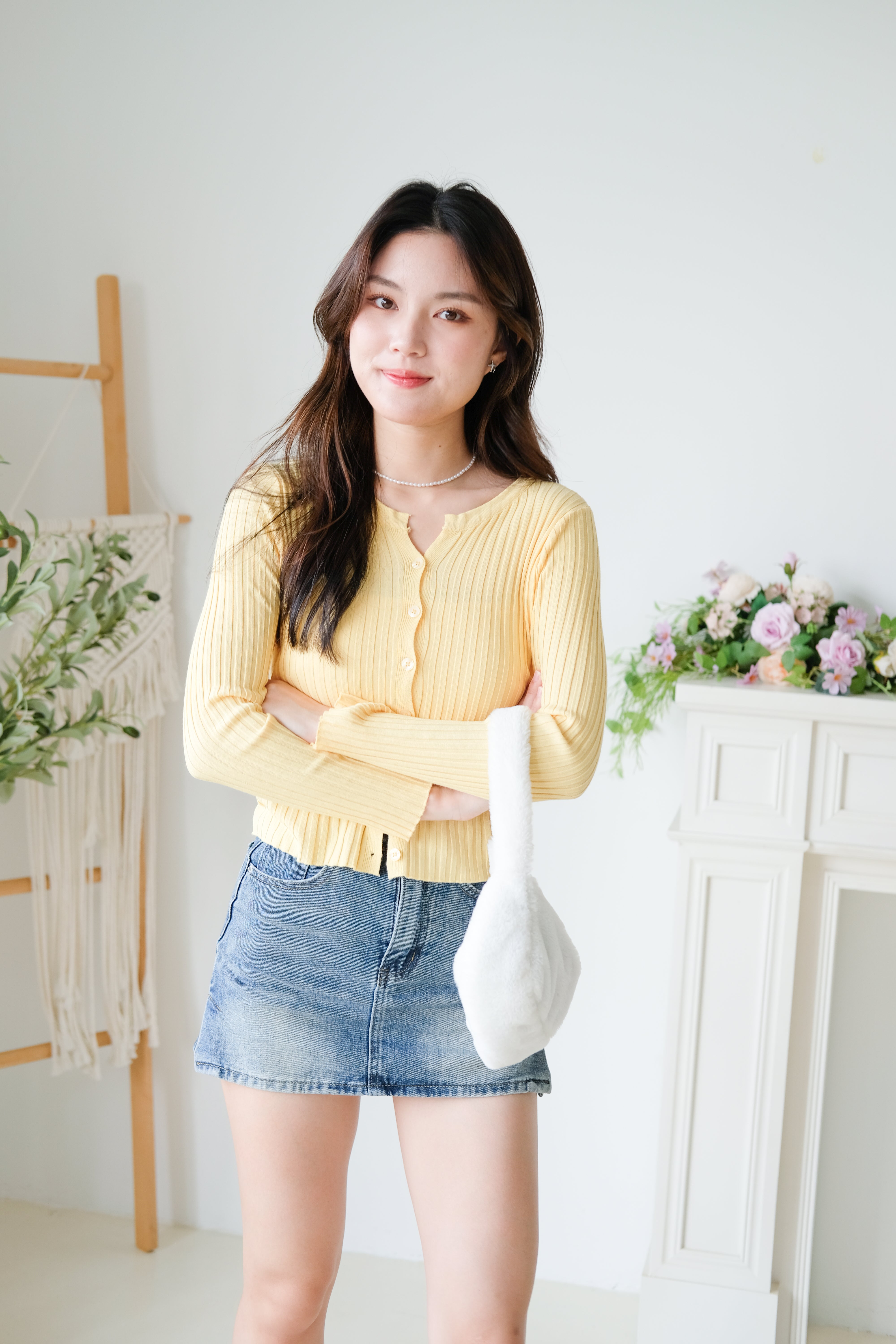Soft Hour Knit Ribbed Cardigan (Yellow)