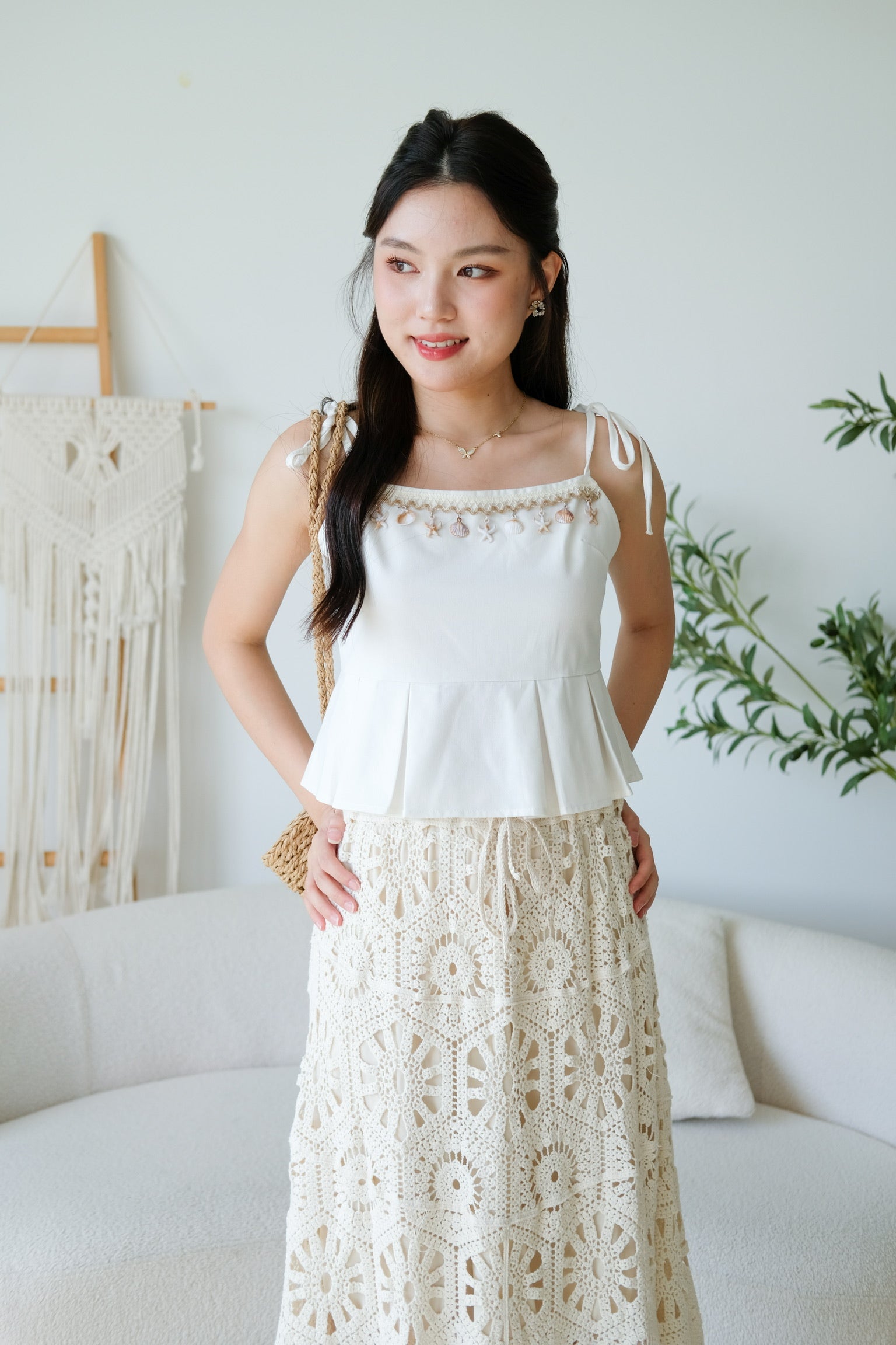 Zahara Crochet Maxi Skirt (Cream)