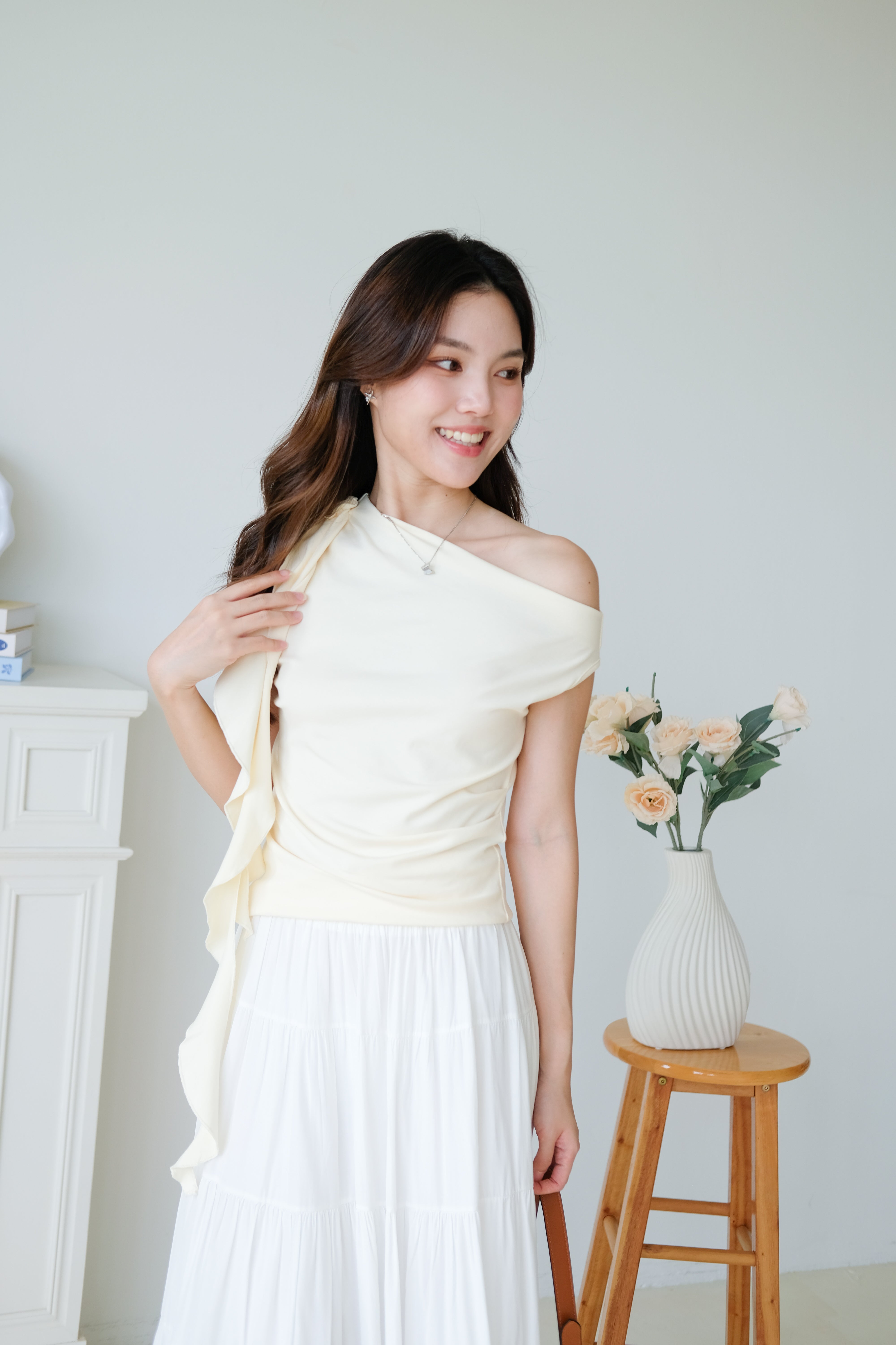 Elora Ruffle Toga Top (Cream)