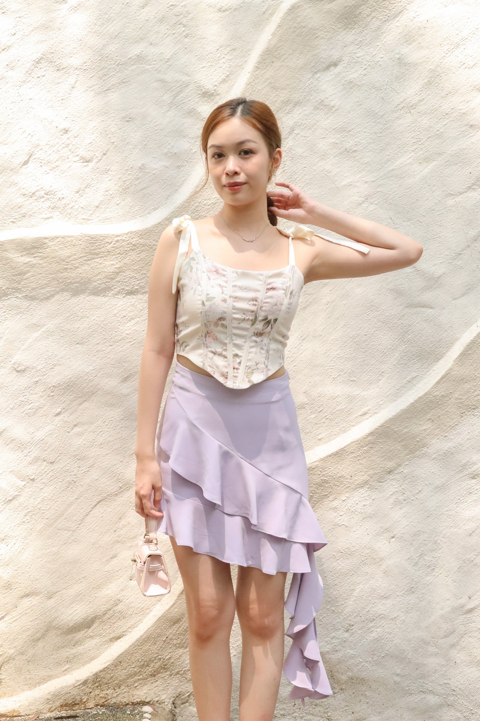 Jovane Ruffle Asymmetrical Skirt (Lavender)