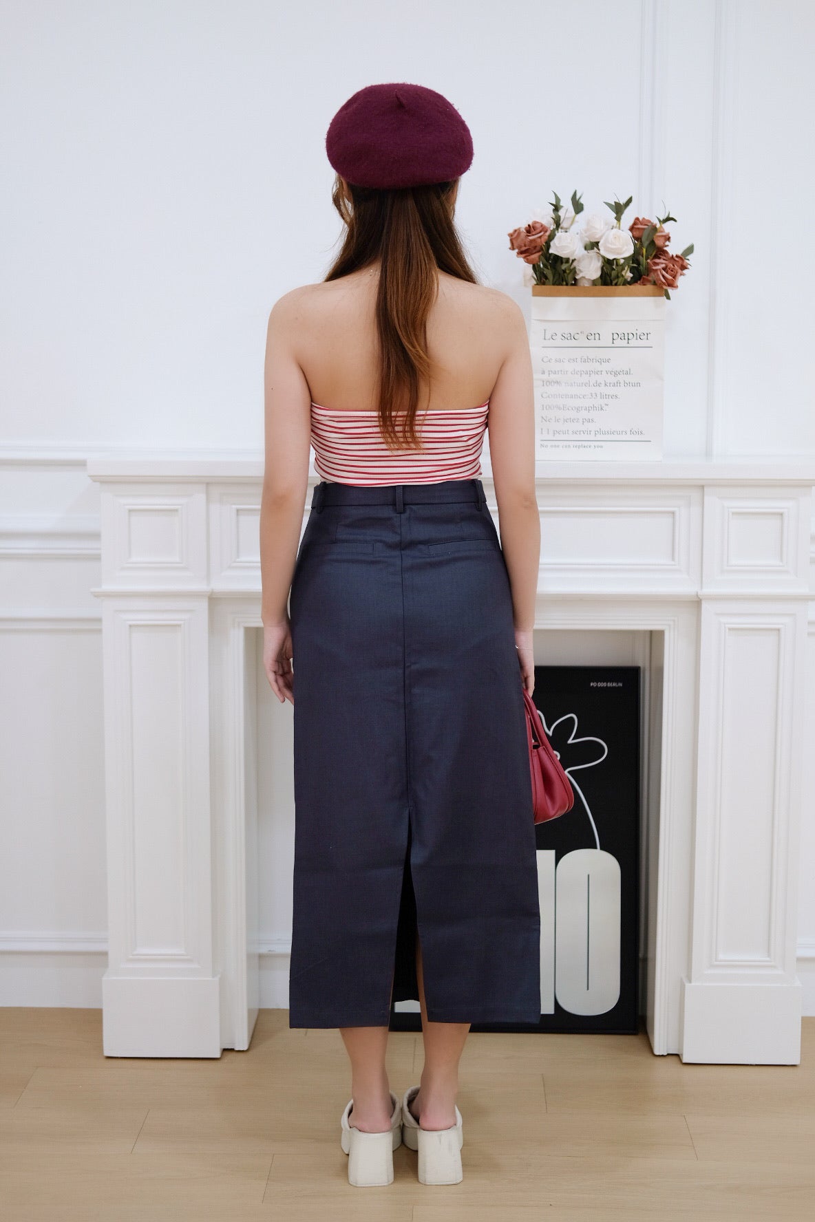 Dark Grey A Line Maxi Skirt