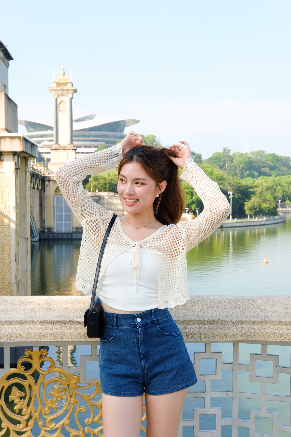 Absolute Denim High Waist Shorts (Dark Blue)