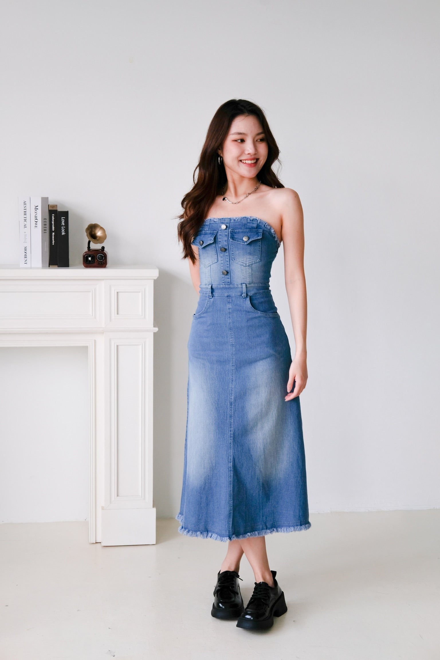 Altitude Denim Tube Maxi Dress (Dark Wash)