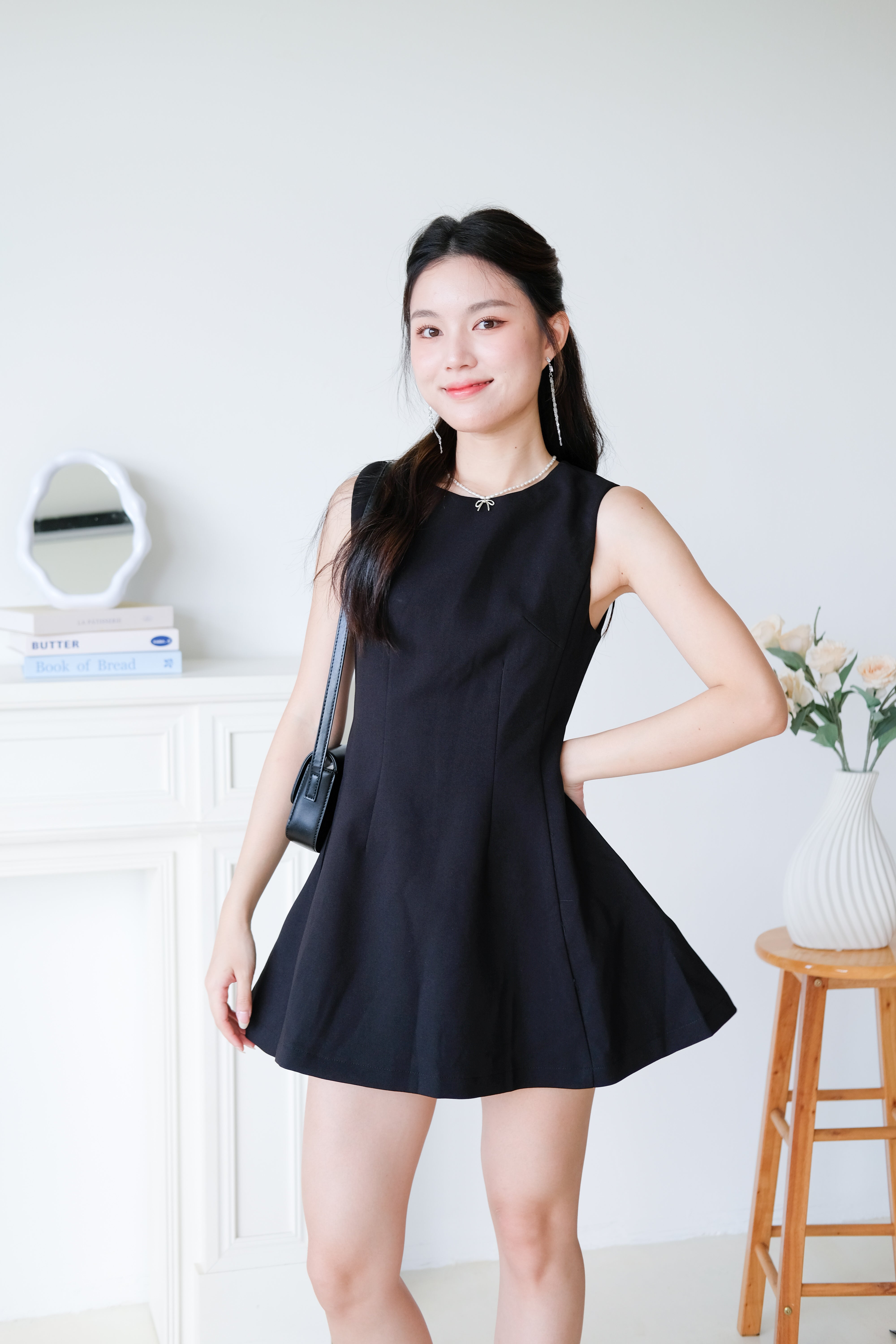 Tasya Skater Dress (Black)