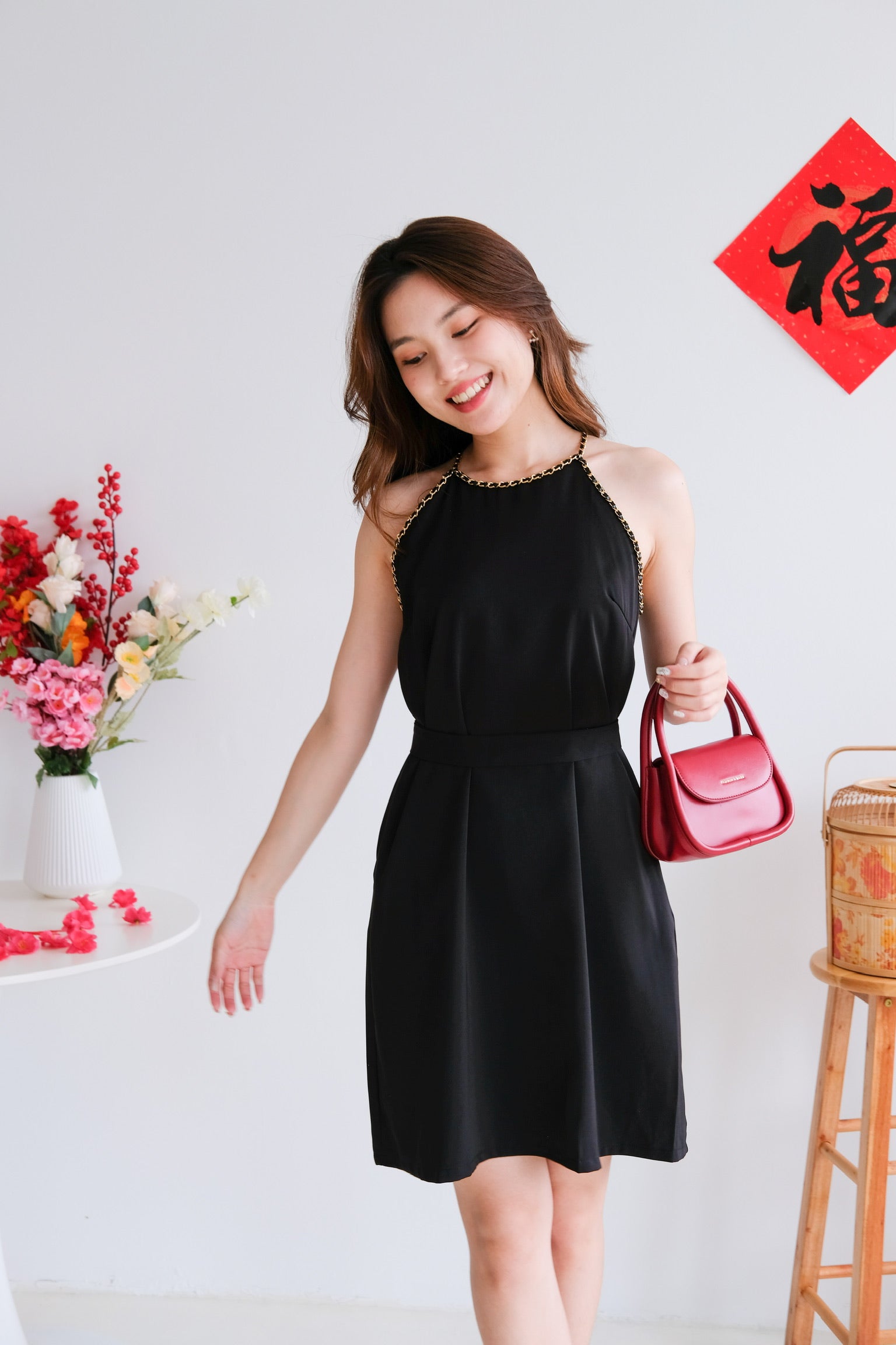 Raine Halter Loose Dress (Black)