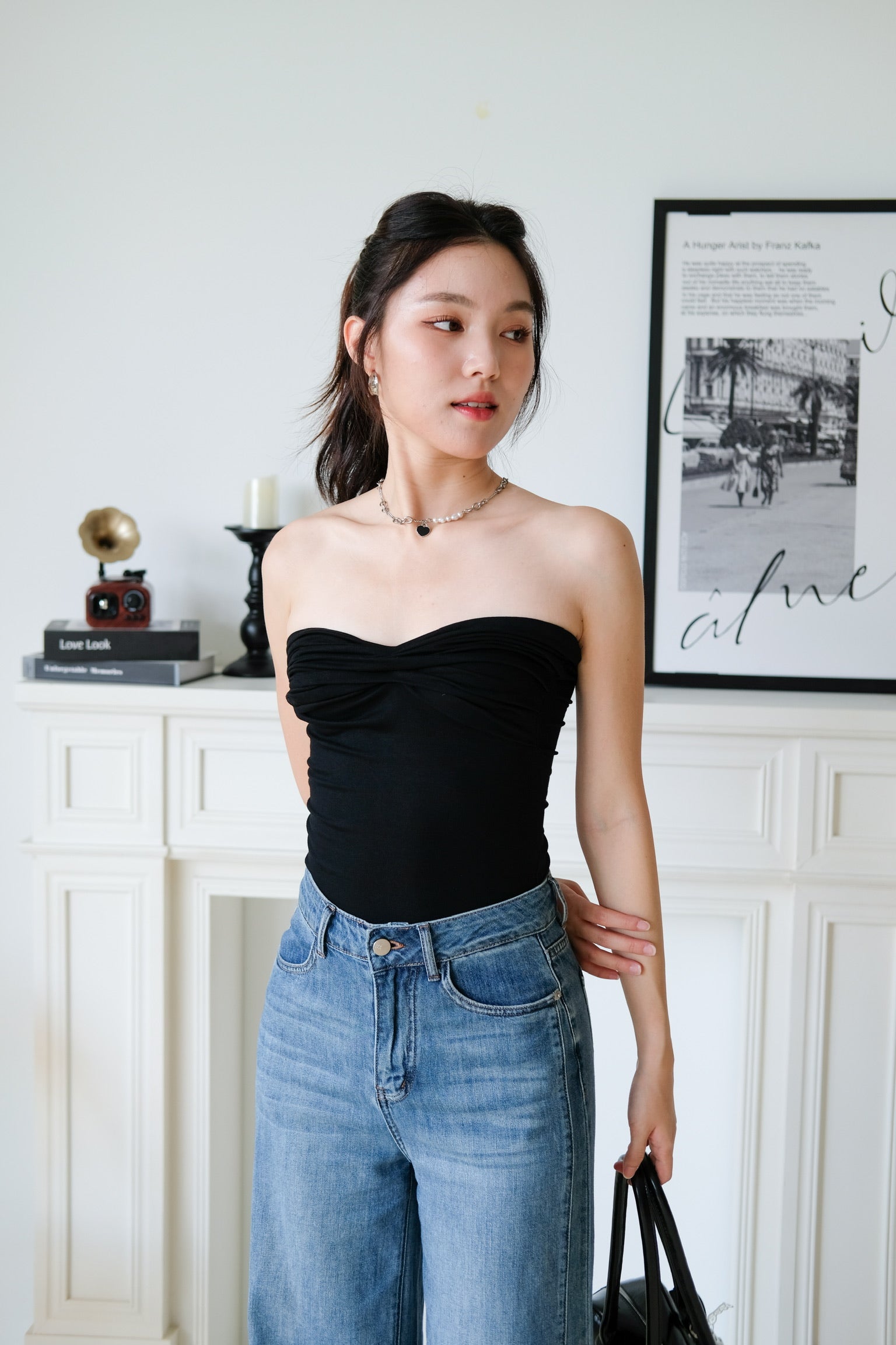 Naomi Twist Cotton Tube Top (Black)