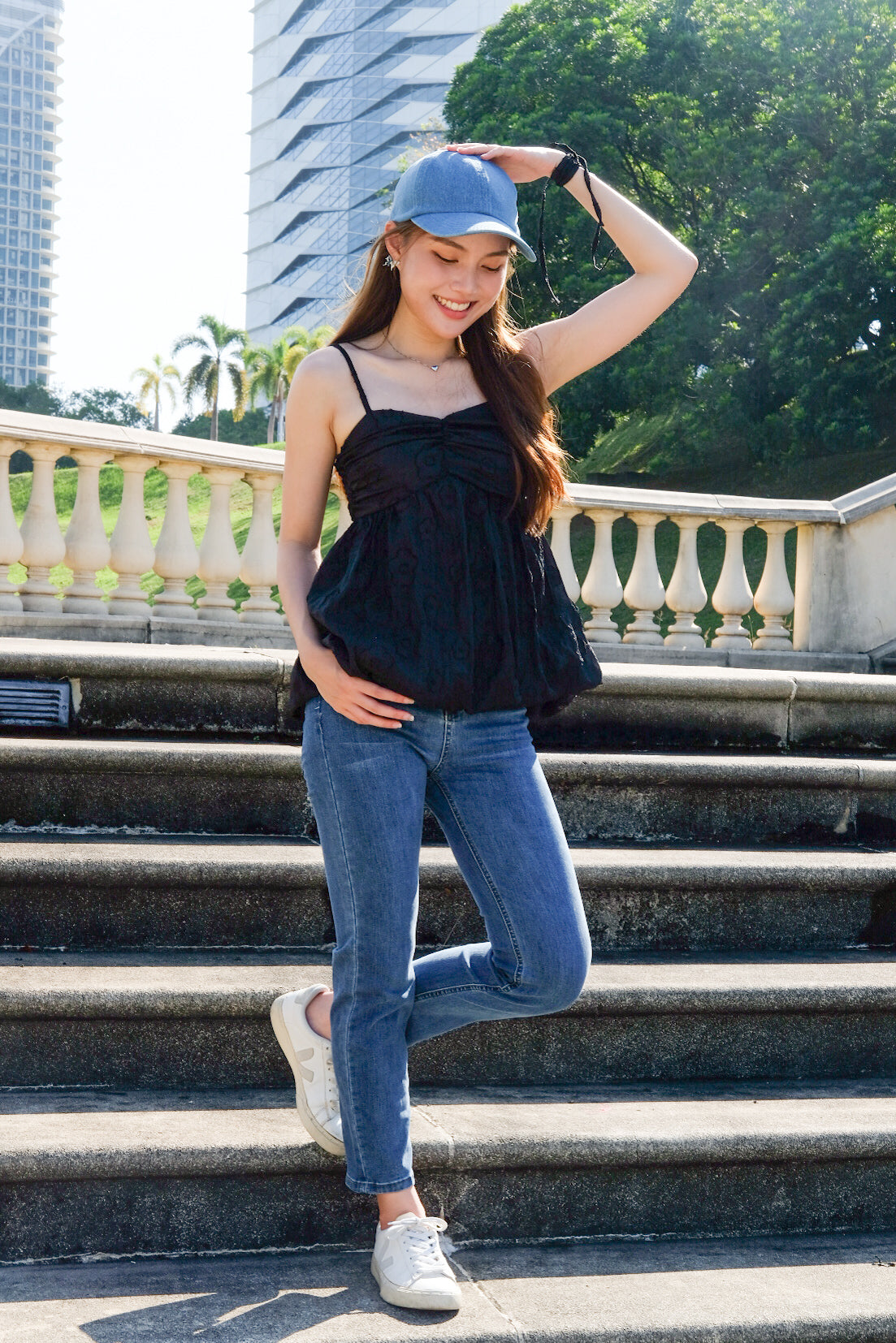 Joey Organza Bubble Babydoll Top (Black)